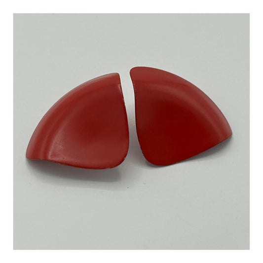 Vintage 1960s Mod Red Metal Triangular Shaped Clip On Earrings