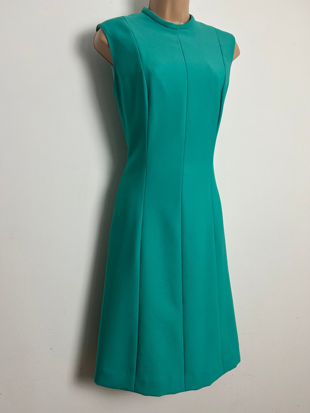 Vintage 1960s HANNLORE OF LONDON Size 8 Jade Green Mod Dress & Jacket Two Piece Suit