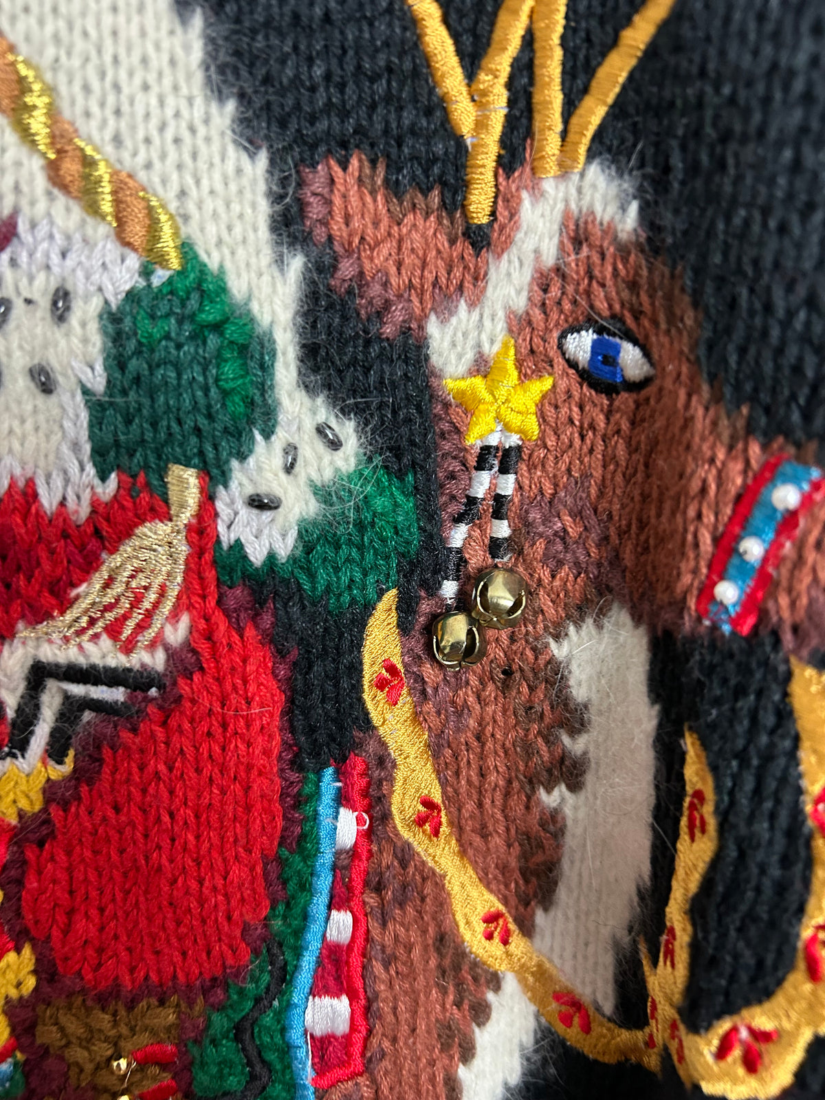 Vintage MARISA CHRISTINA Classics Size XL Up To 16 Father Christmas Santa Ramie Mix Xmas Jumper