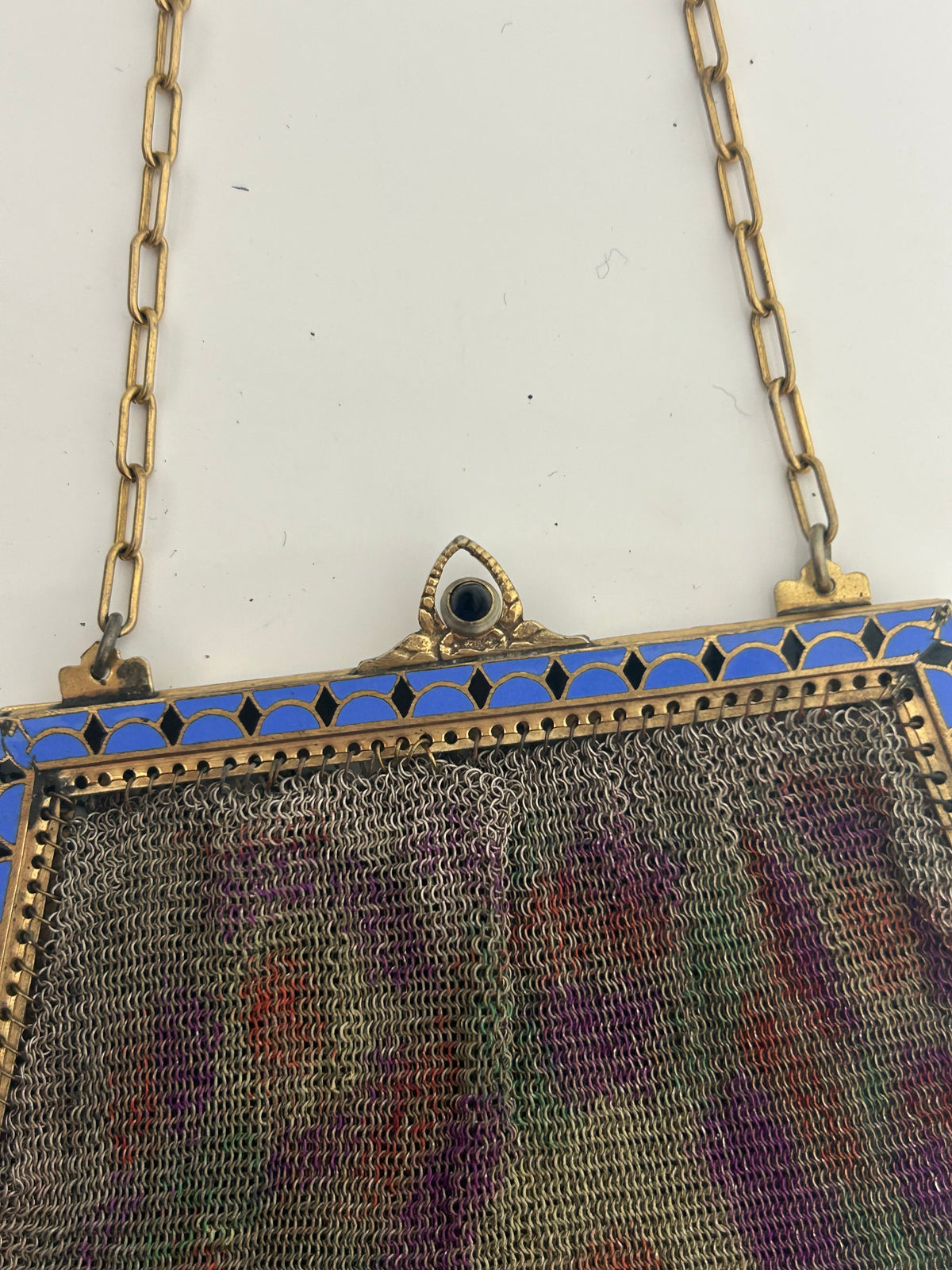 Vintage Antique 1920s Art Deco Small Fine Mesh Enamel Frame Handbag/Purse