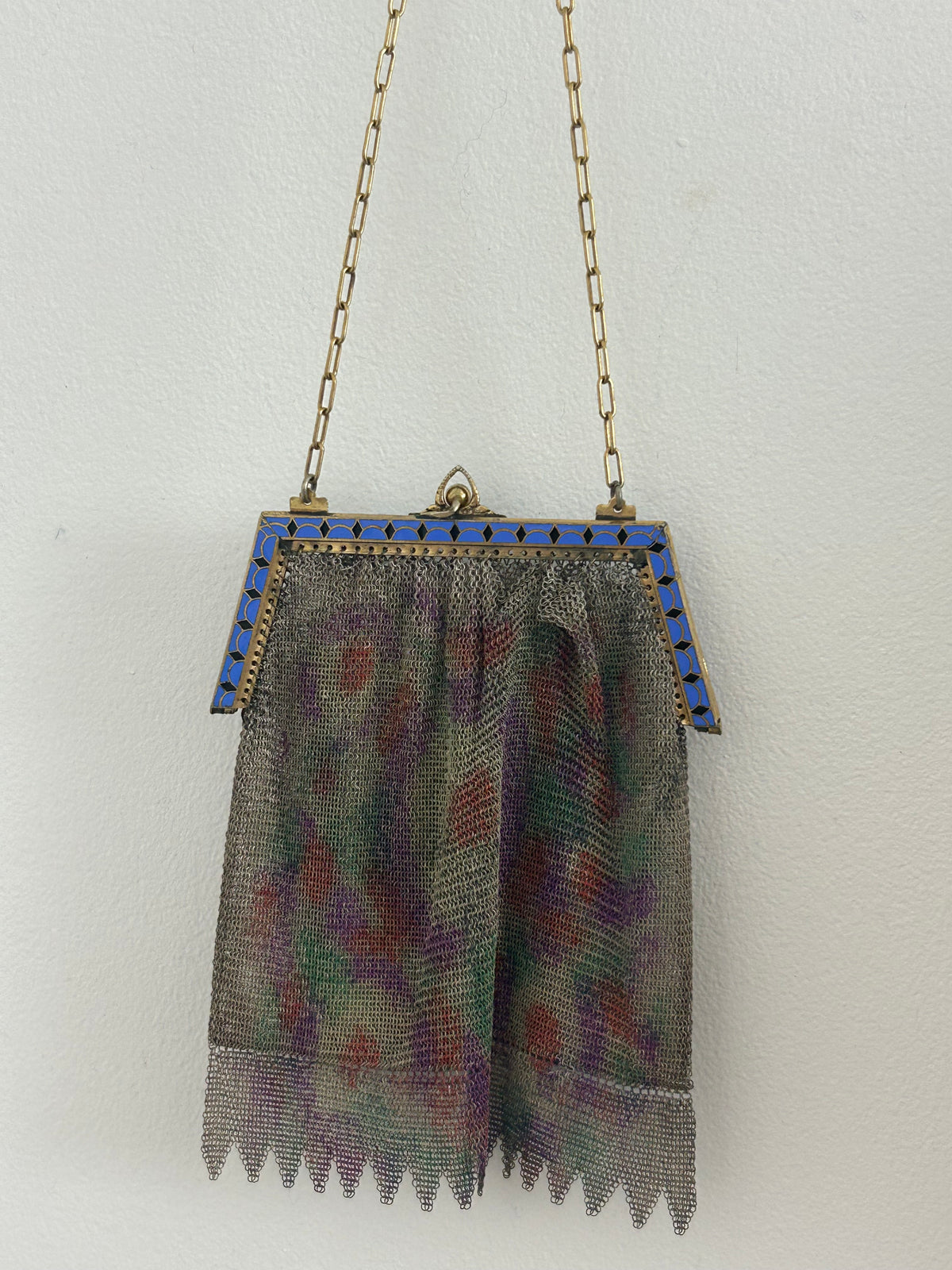 Vintage Antique 1920s Art Deco Small Fine Mesh Enamel Frame Handbag/Purse