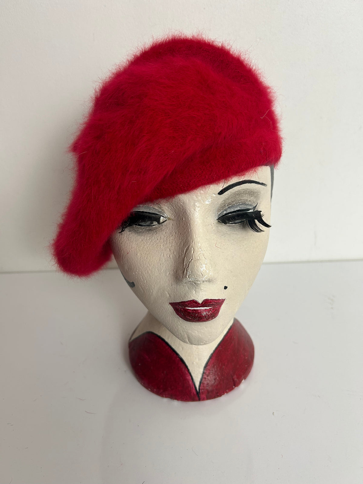 Vintage 1970s KANGOL Red Angora & Wool Beret Hat