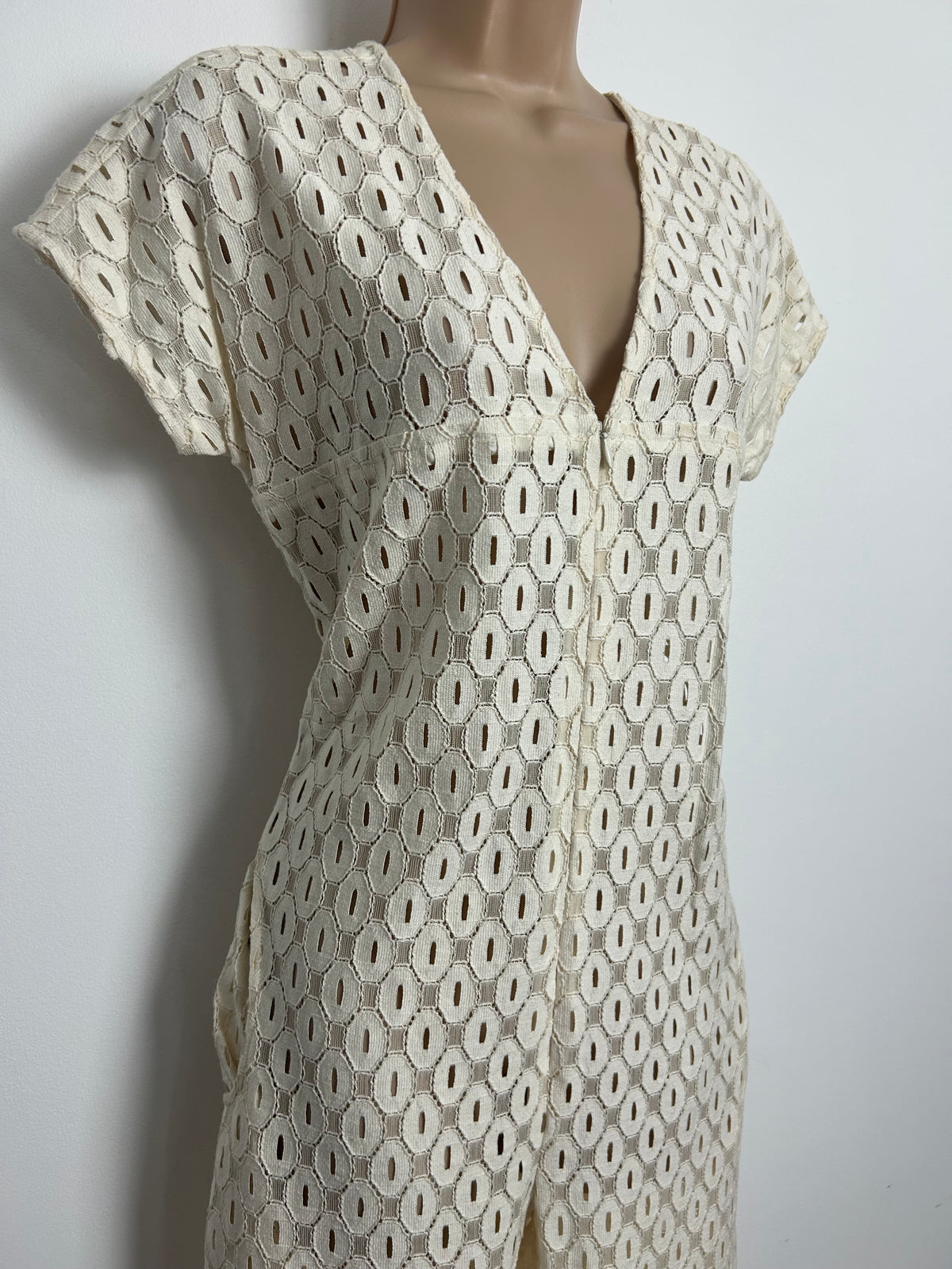 Designer RACHEL COMEY Size 2 (UK Size 10) Cream Cotton Mix Lace "Glinda" Jumpsuit RRP £664 £