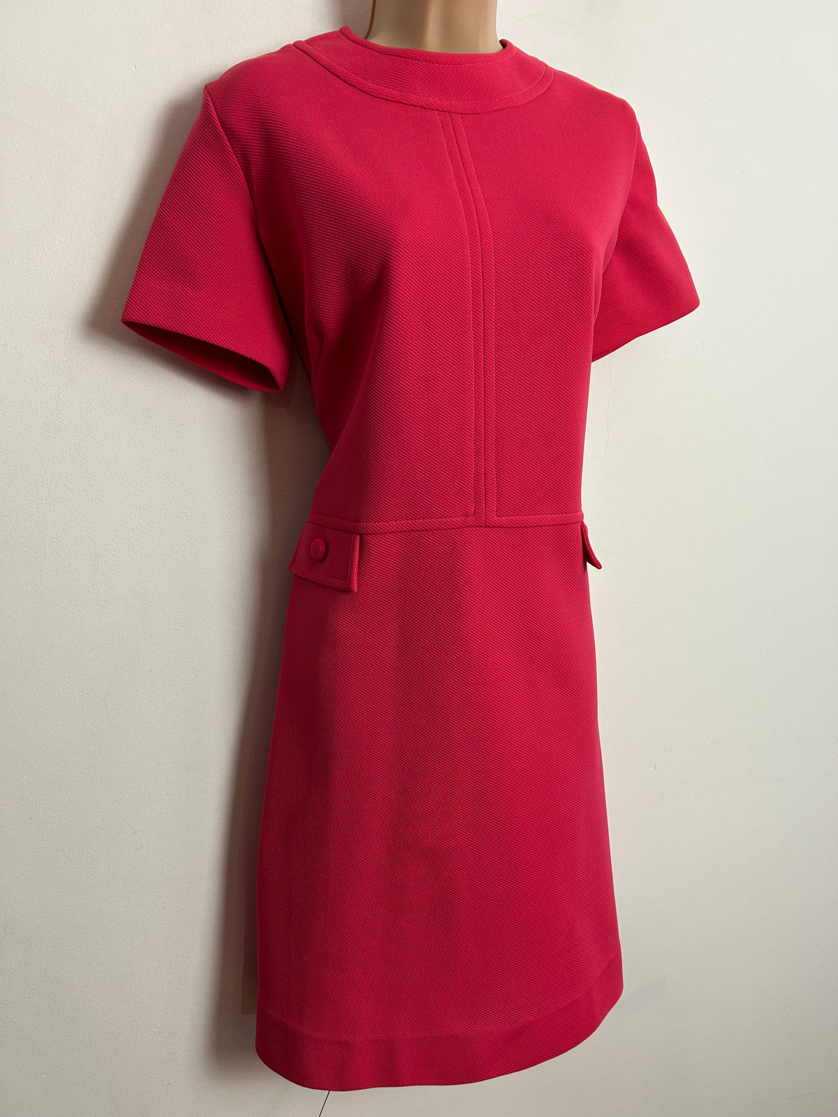 Vintage 1960s ALEXANDER CLARE UK Size 16 Hot Pink Mod Dress & Matching Jacket