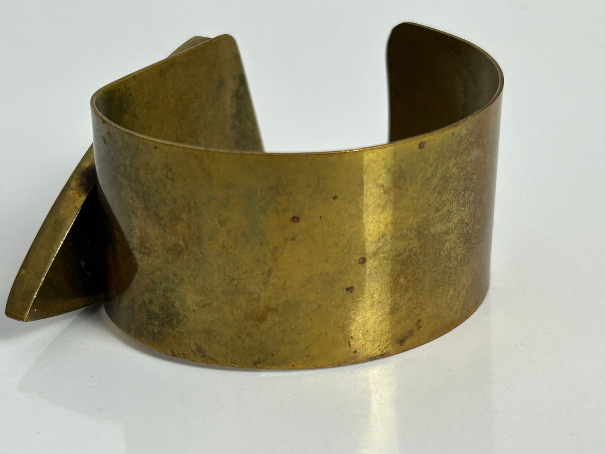 Vintage Chunky Brass Metal Modernist Cuff Style Bangle/Bracelet