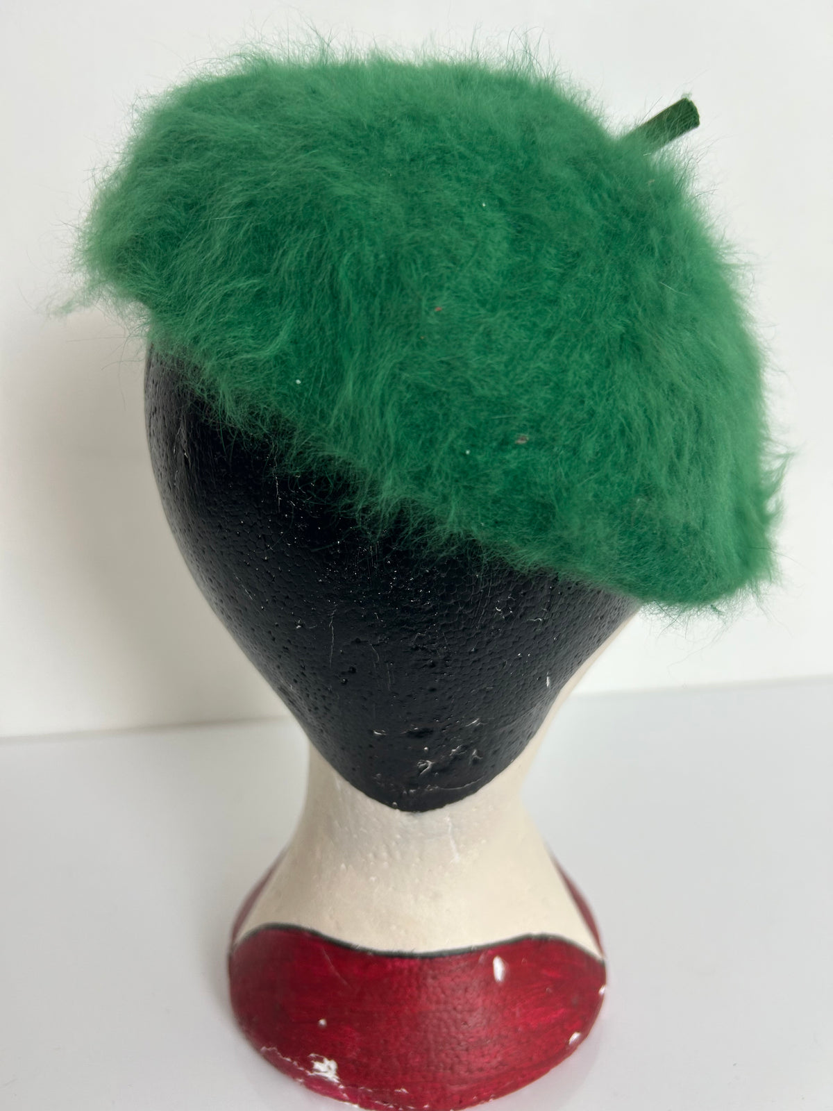 Vintage 1960s KANGOL Green Super Angora Beret Style Pill Box Hat