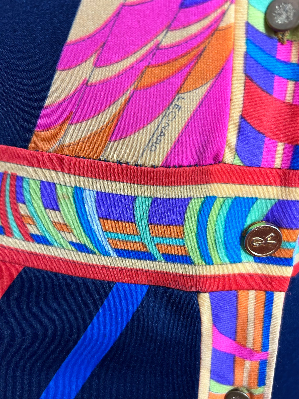 Vintage 1970s LEONARD PARIS UK Size 12 Stunning Vibrant Abstract Print Mikado Silk Jersey Designer Dress