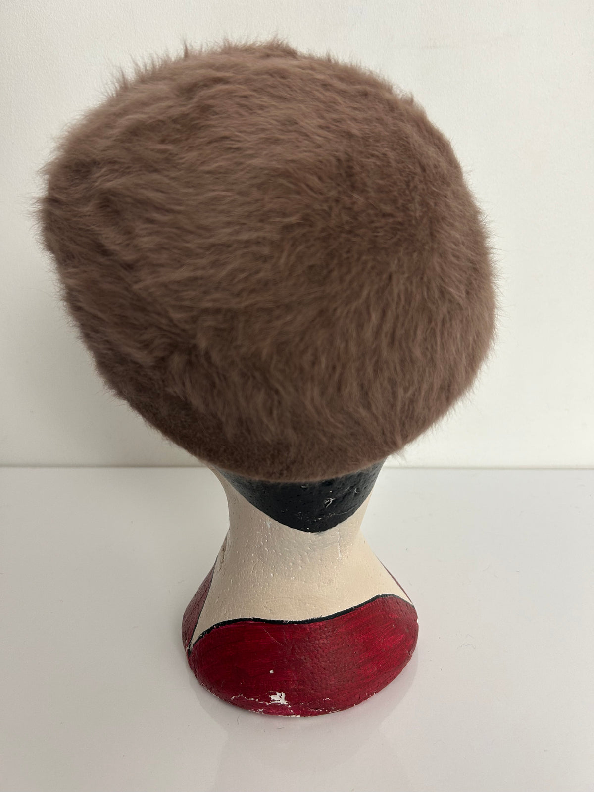 Vintage 1960s Fawn Brown Angora Mix Peaked Baker Boy Style Hat