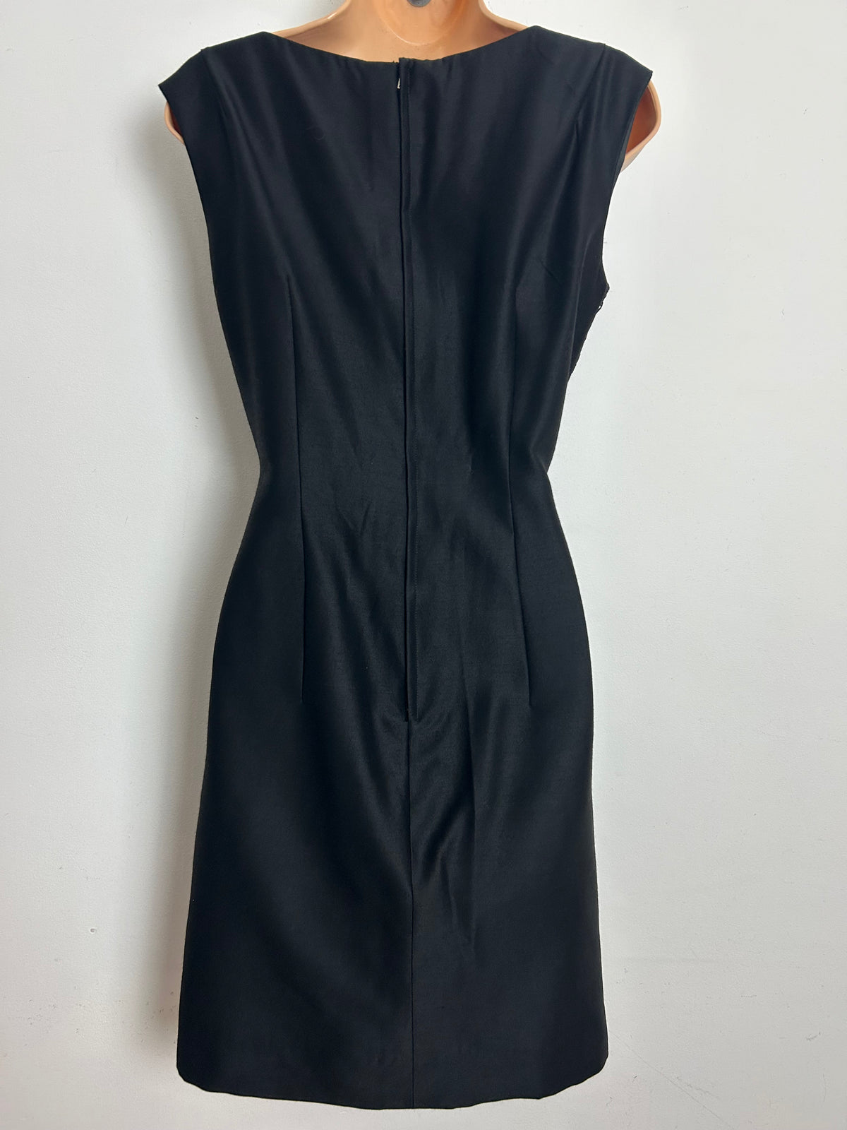 Vintage 1960s Size 10 Mod Black Ribbon & Bow Detail Little Black Dress