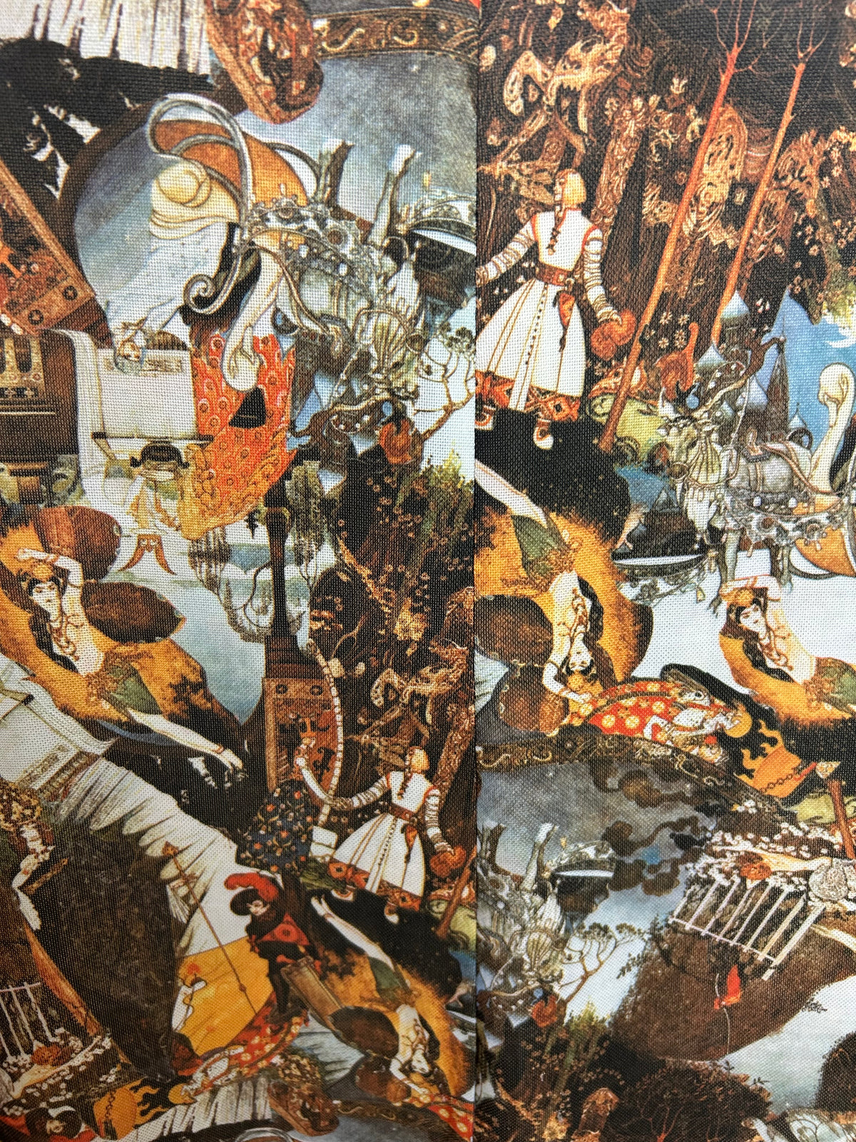 Vintage 1970s RARE Size 10 Whimsical Fairytale Collage Novelty Print Maxi Dress