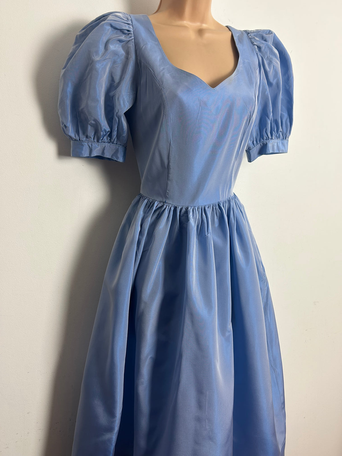 Vintage 1980s LAURA ASHLEY Size 8 (Size 12 On Label) Powder Blue Taffeta Ballgown