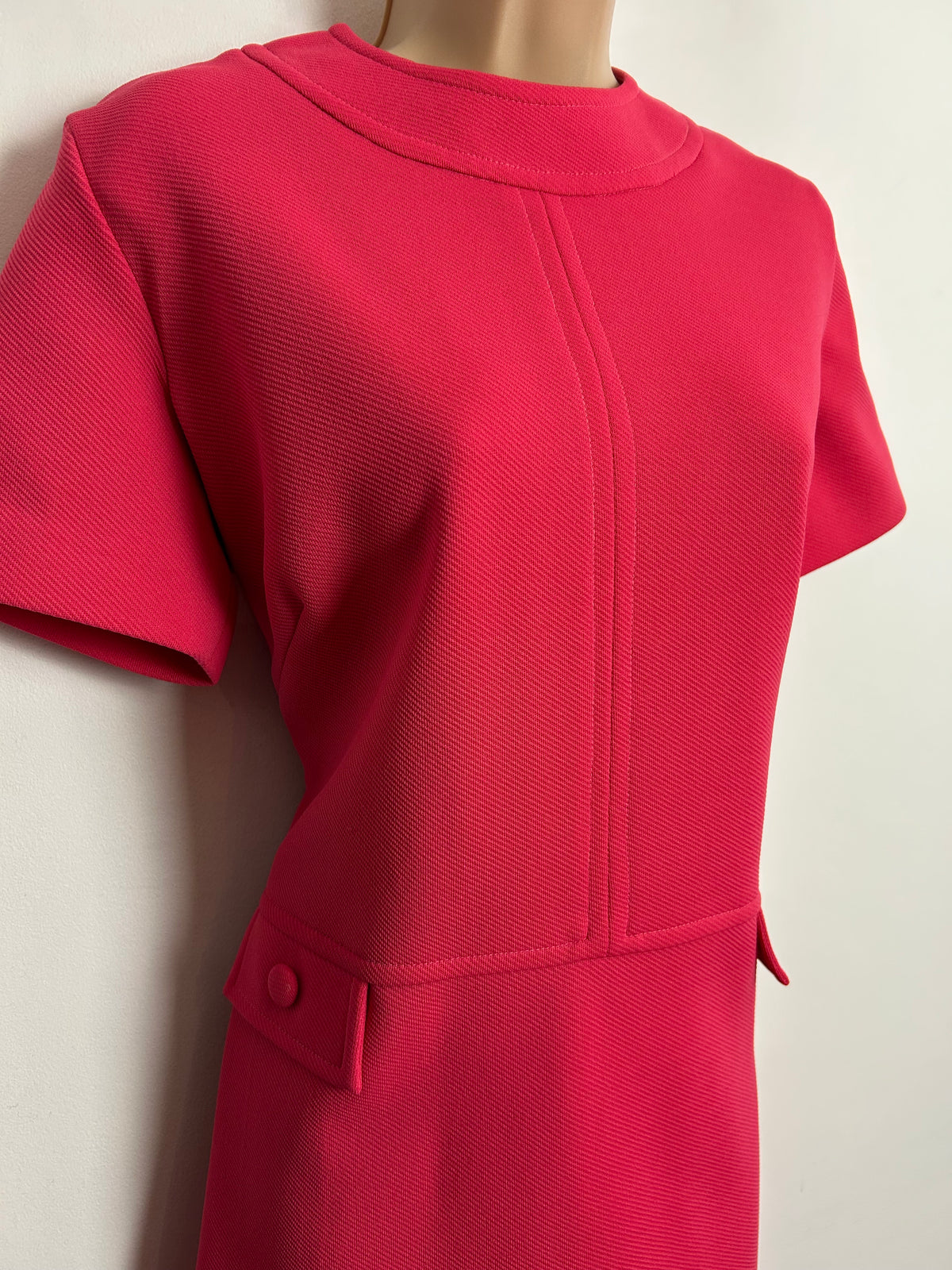Vintage 1960s ALEXANDER CLARE UK Size 16 Hot Pink Mod Dress & Matching Jacket