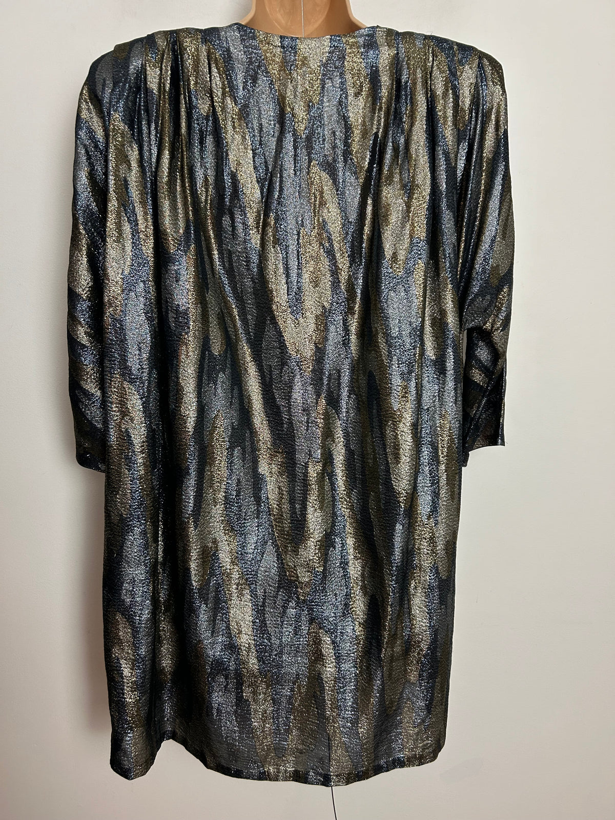Vintage 1980s VOGUE HAUTE COUTURE Up To Size 16 Dark Silver & Gold Lurex Open Fronted Cover Up