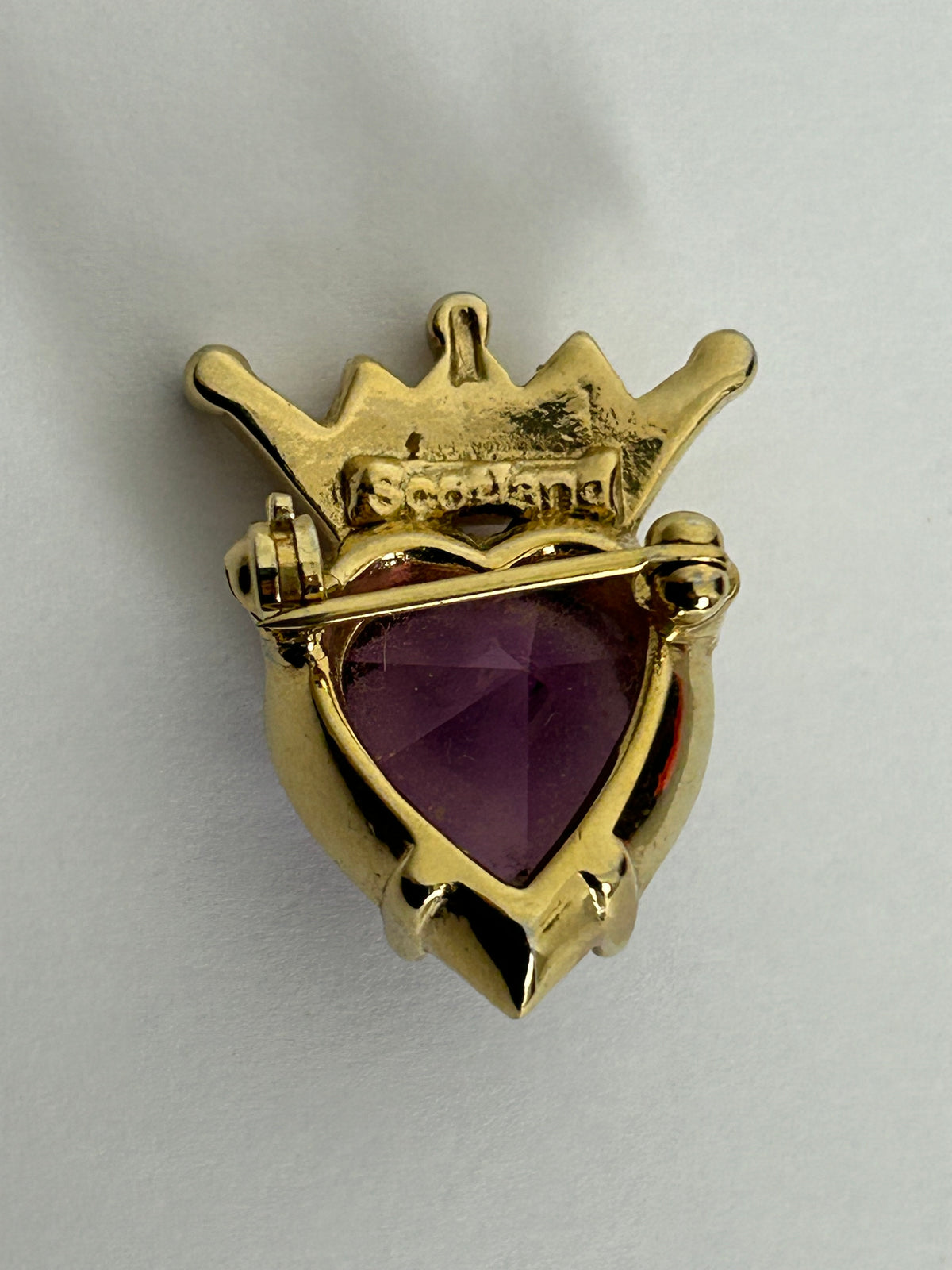 Vintage LUCKENBOOTH Scottish Heart & Crown Stone Set Signed Pin Brooch