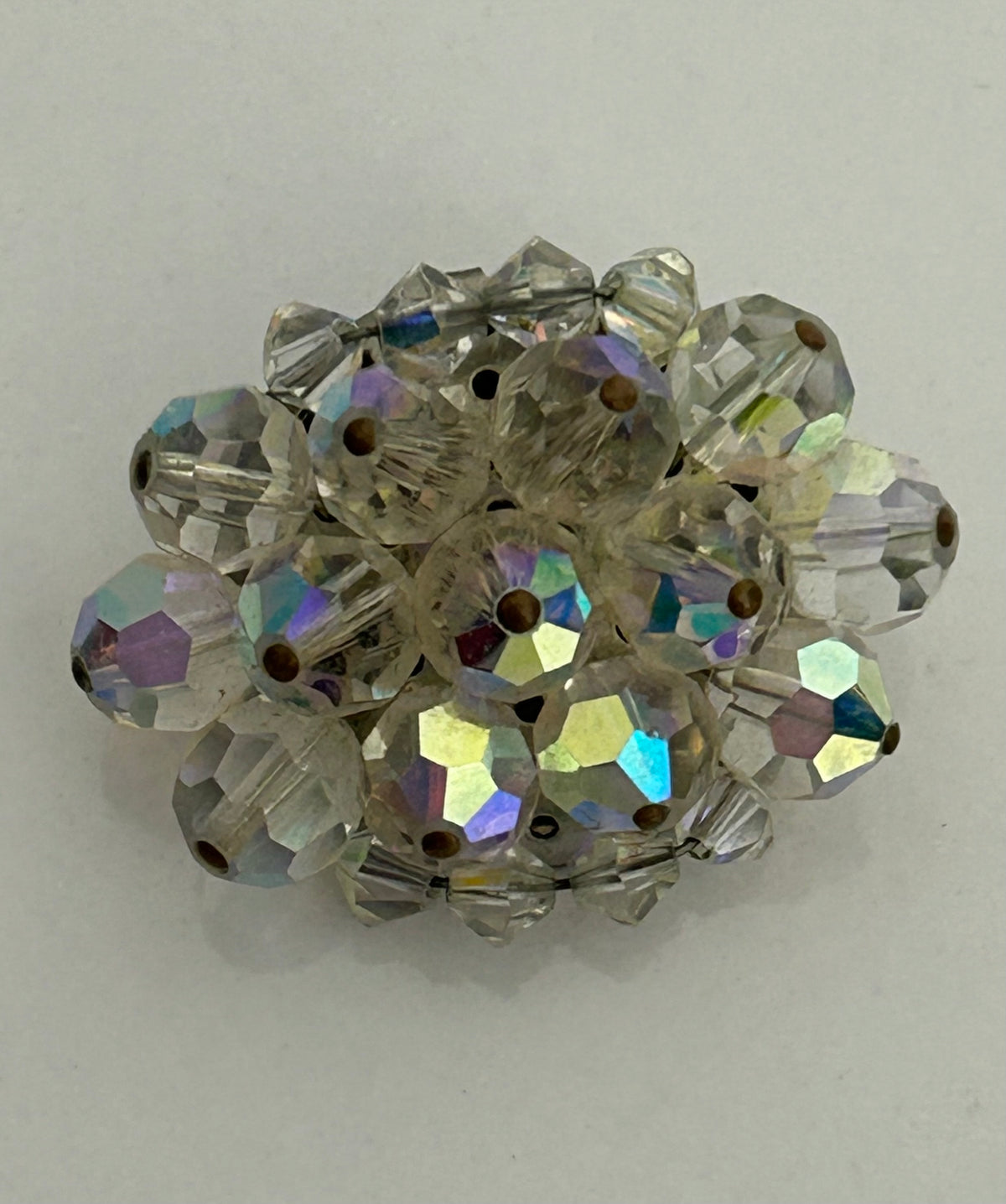 Vintage 1950s Multi Faceted Aurora Borealis Glass Stone Bracelet