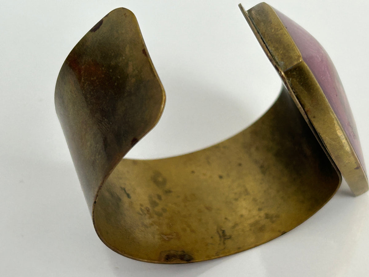 Vintage Chunky Brass Metal Modernist Cuff Style Bangle/Bracelet