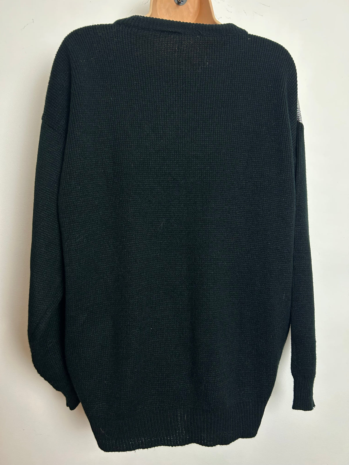 Vintage 1980s Up To Size 14/16 Black & Silver Sequin Detail Jumper