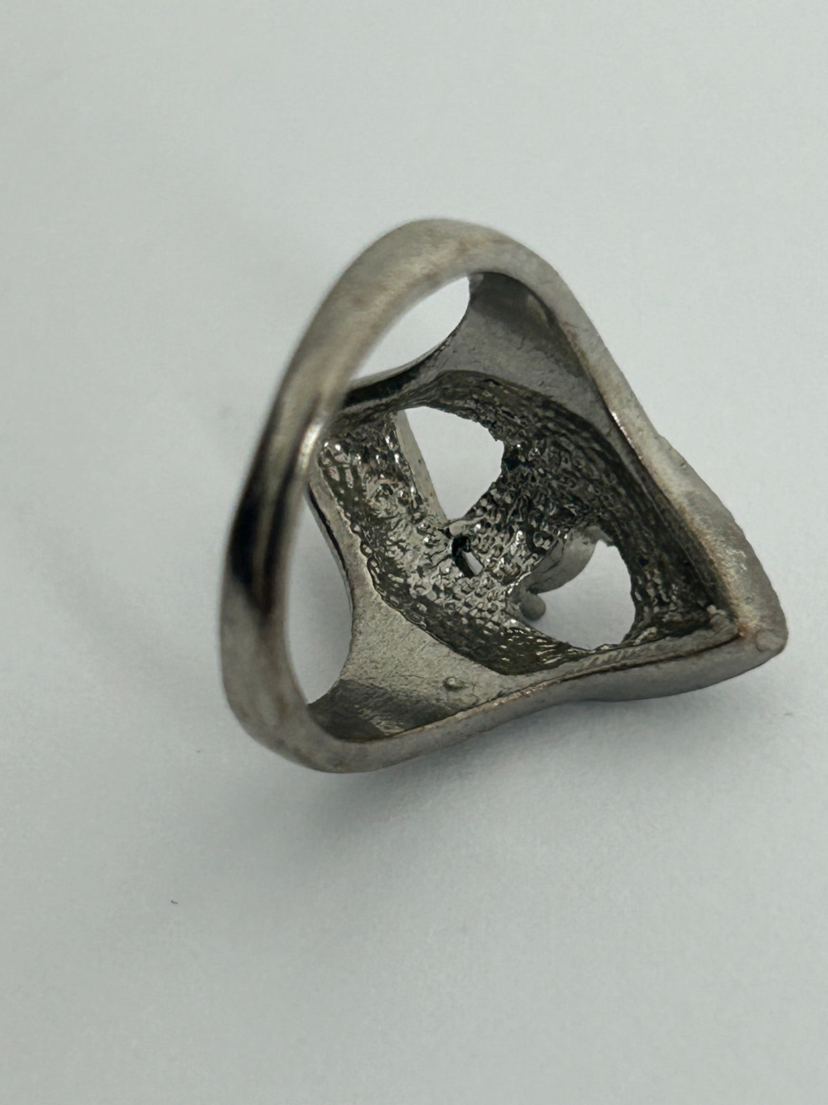 Vintage Beautiful Silver Tone Diamante Set Cocktail Ring Size P