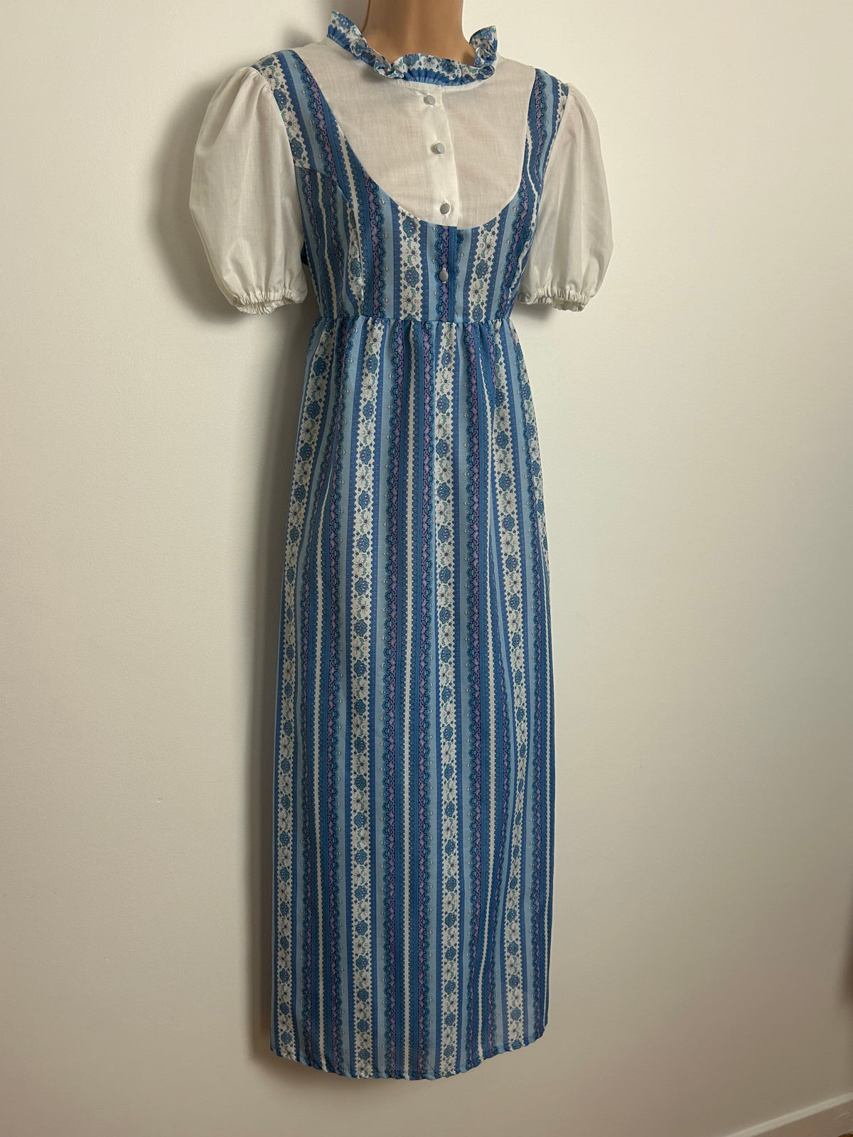 Vintage Early 1980s ST MICHAEL Size 14 Pale Pink Lace Trim Full Length Nylon Negligee Nightdress