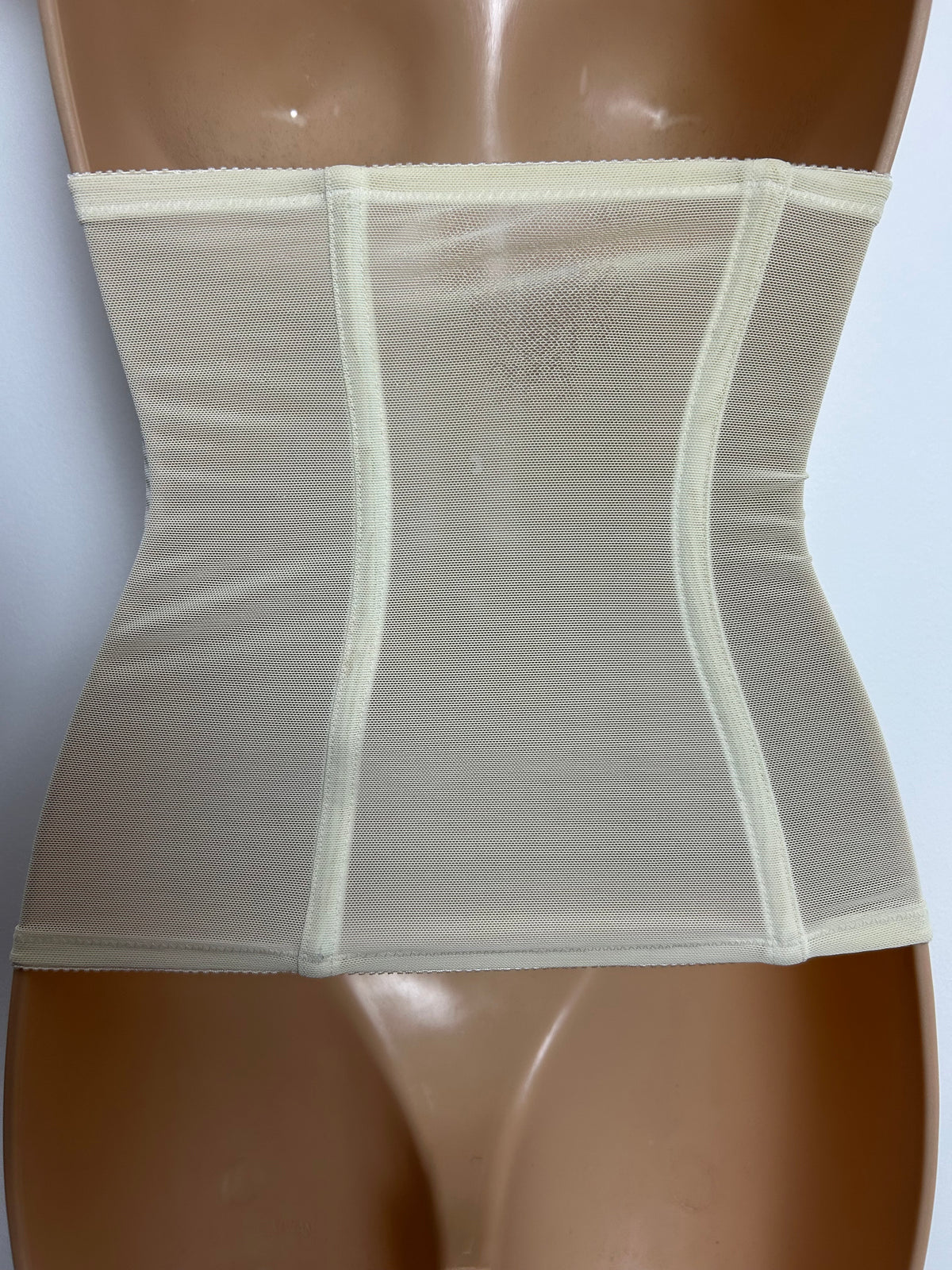 Vintage 1960s Size 6-8 Cream Lace Boned Hook & Eye Fastening Waspie Waist Cincher Girdle