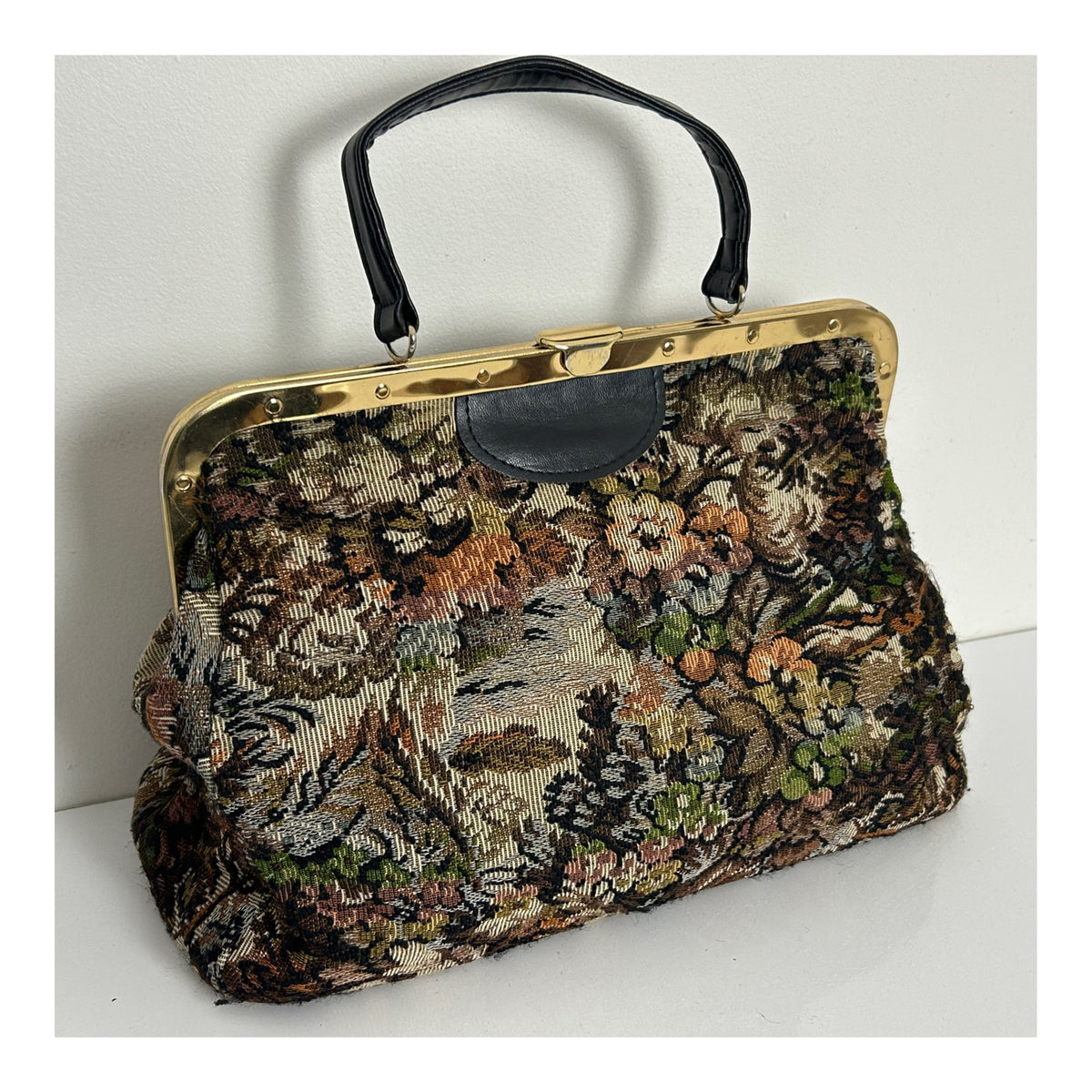 Vintage 1970s Gorgeous Large Tapestry Carpet Style Handbag
