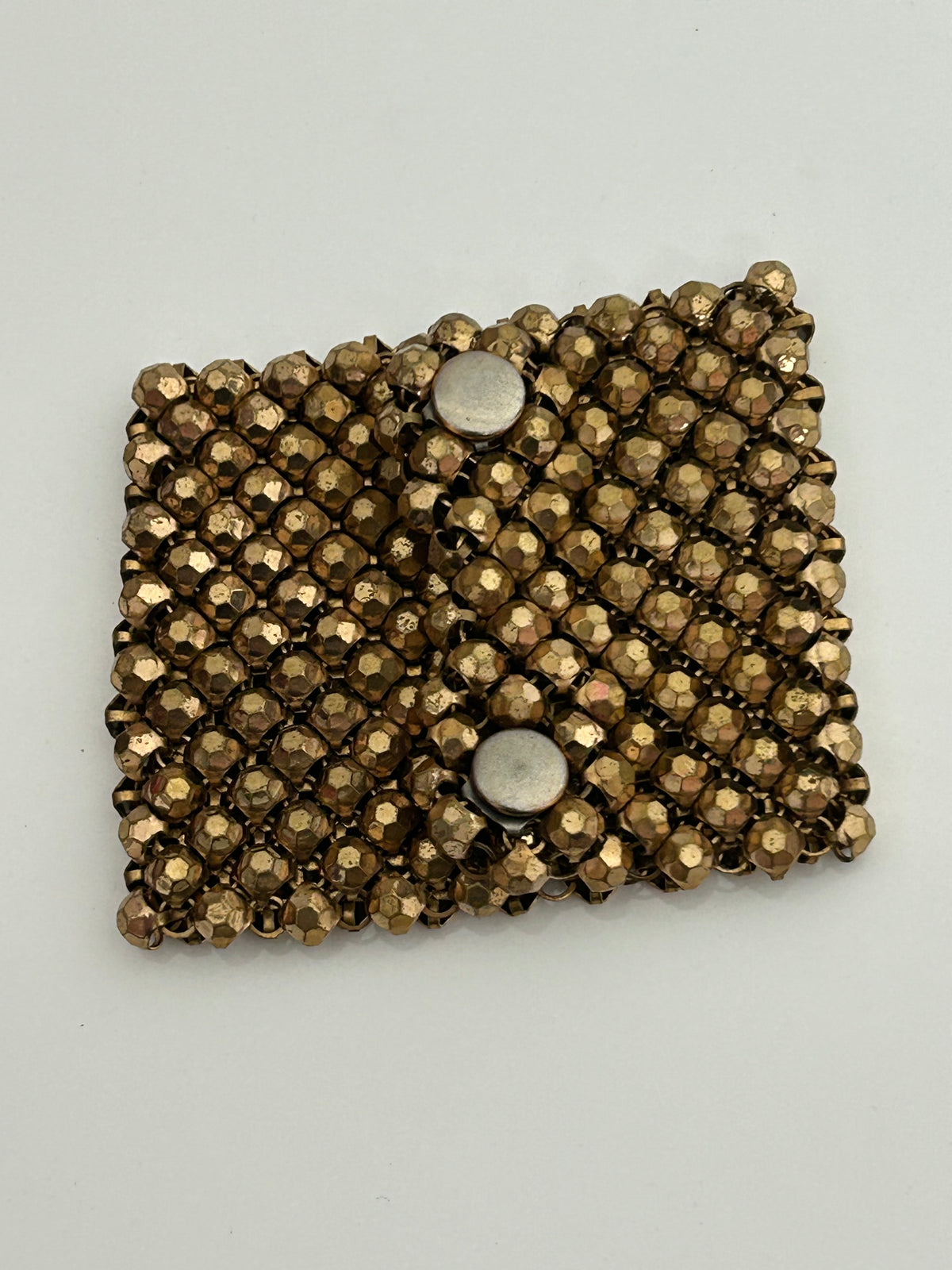 Vintage Dark Gold Tone Mixed Metal Multi Faceted Mesh Wide Cuff Style  Bracelet