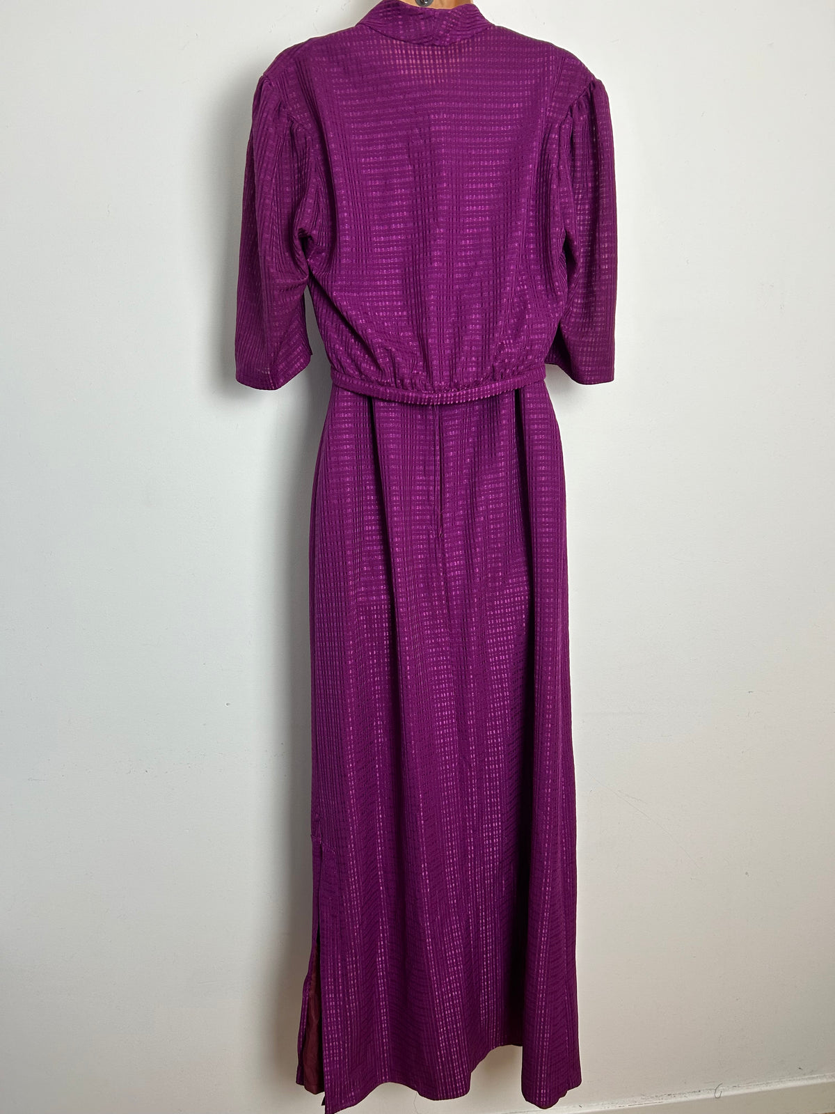 Vintage Late 1970s Size 12 Magenta Two Piece Maxi Dress With Matching Cover Up
