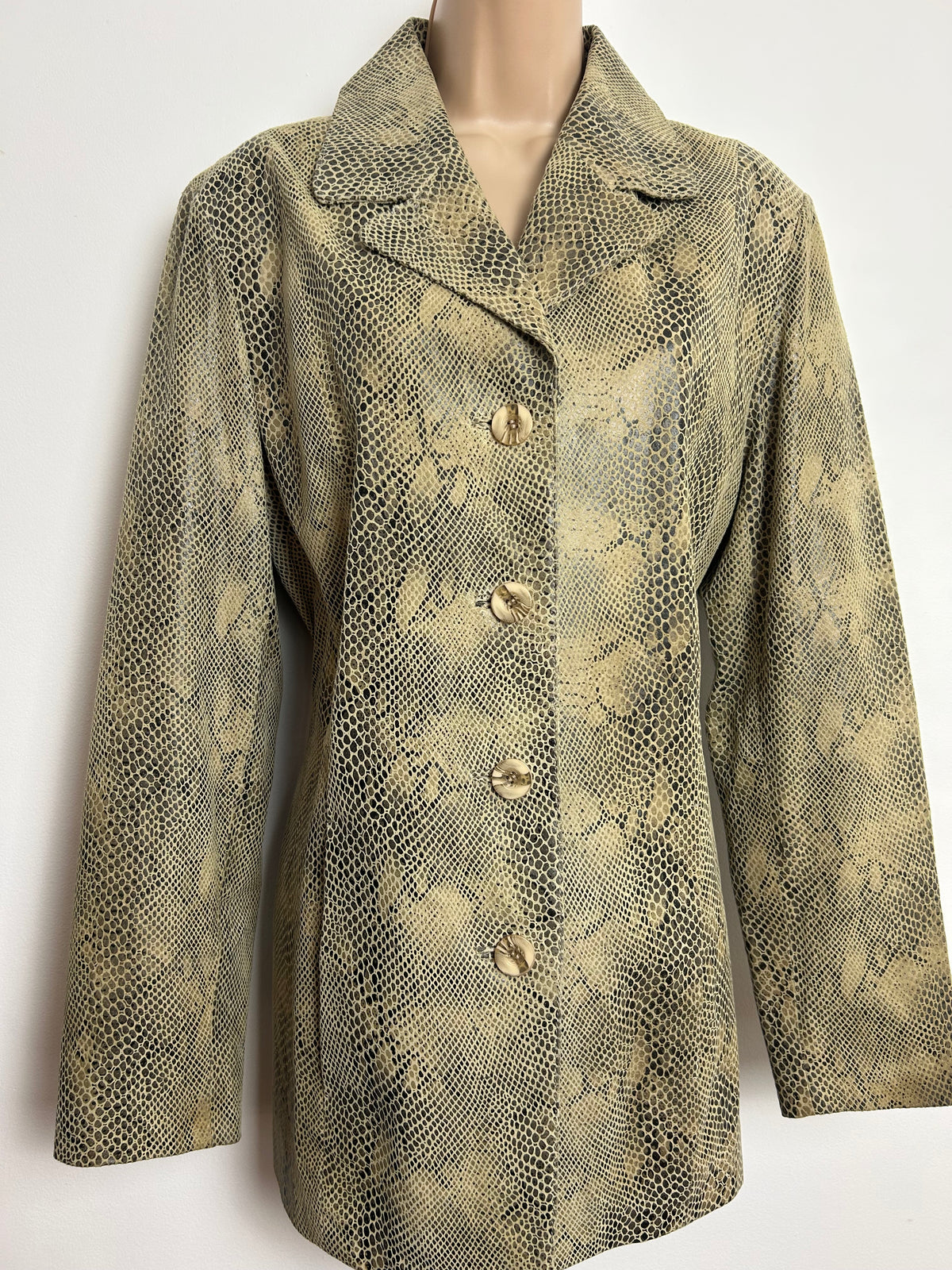 Vintage TRIBECA STUDIO Size L Snake Skin Embossed 100% Real Leather Jacket