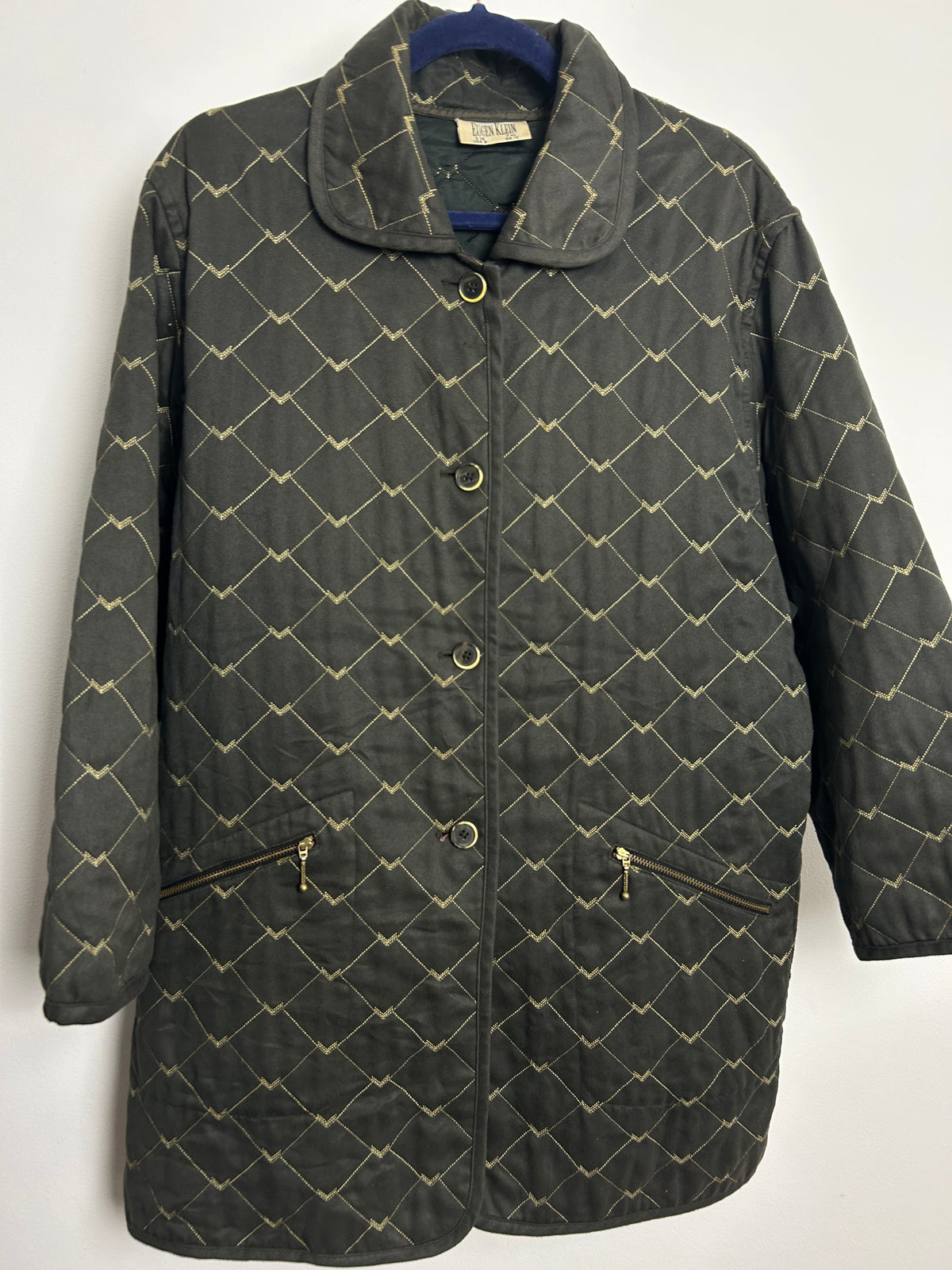 Vintage Y2K EUGEN KLEIN Size 12 Dark Grey Stitch Detail Button Through Jacket