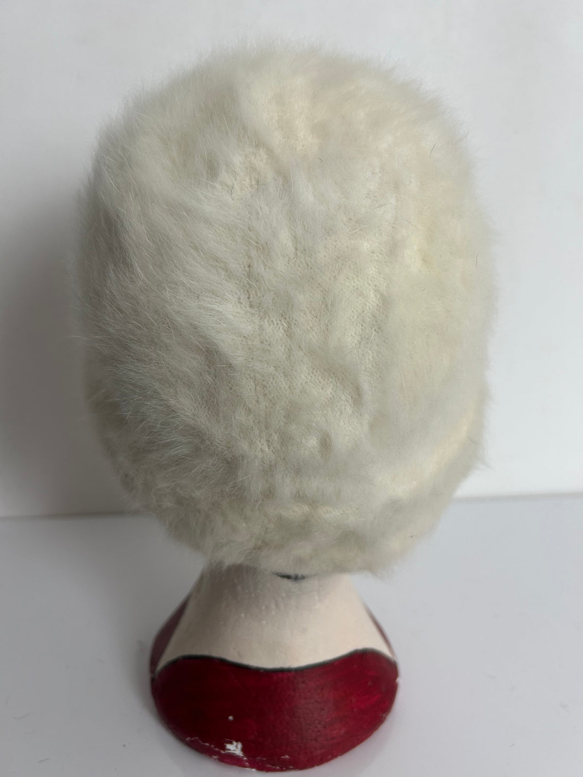 Vintage Winter White Angora Mix Cloche Style Winter Hat