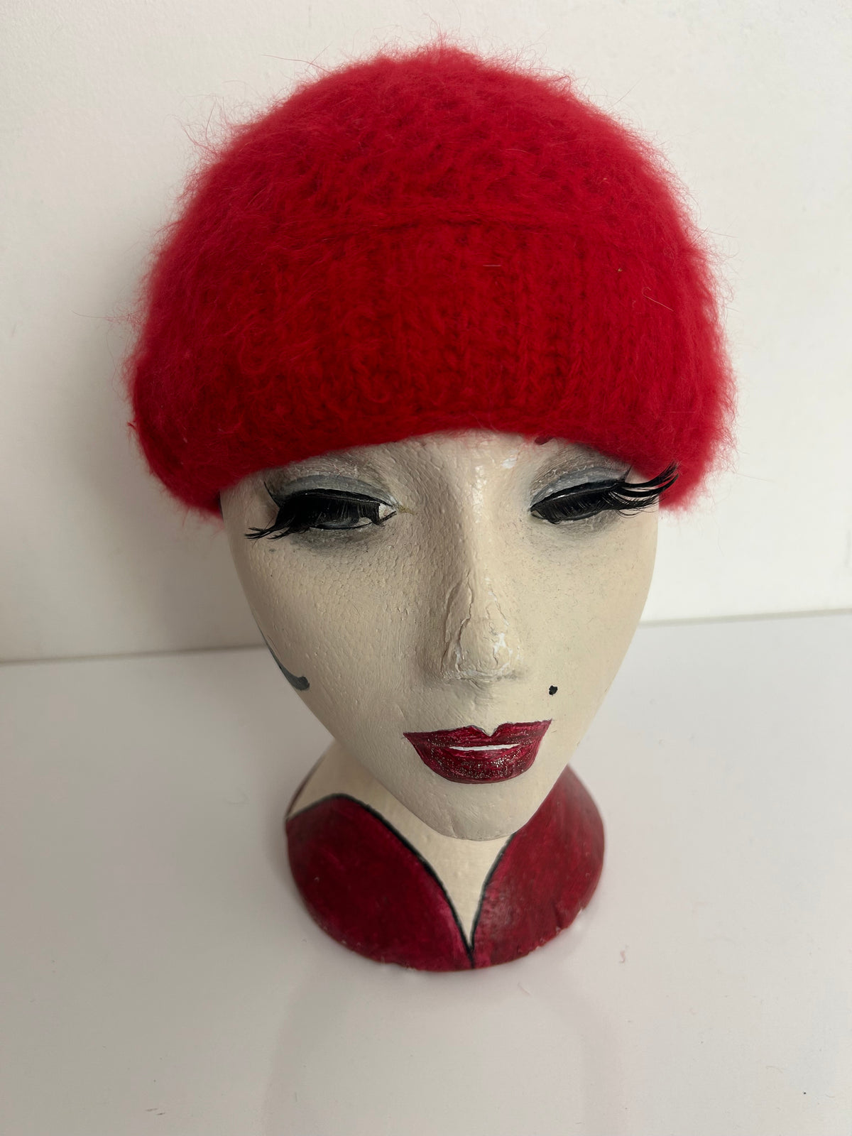 Vintage Red Super Soft Angora Mix Beanie Style Winter Hat