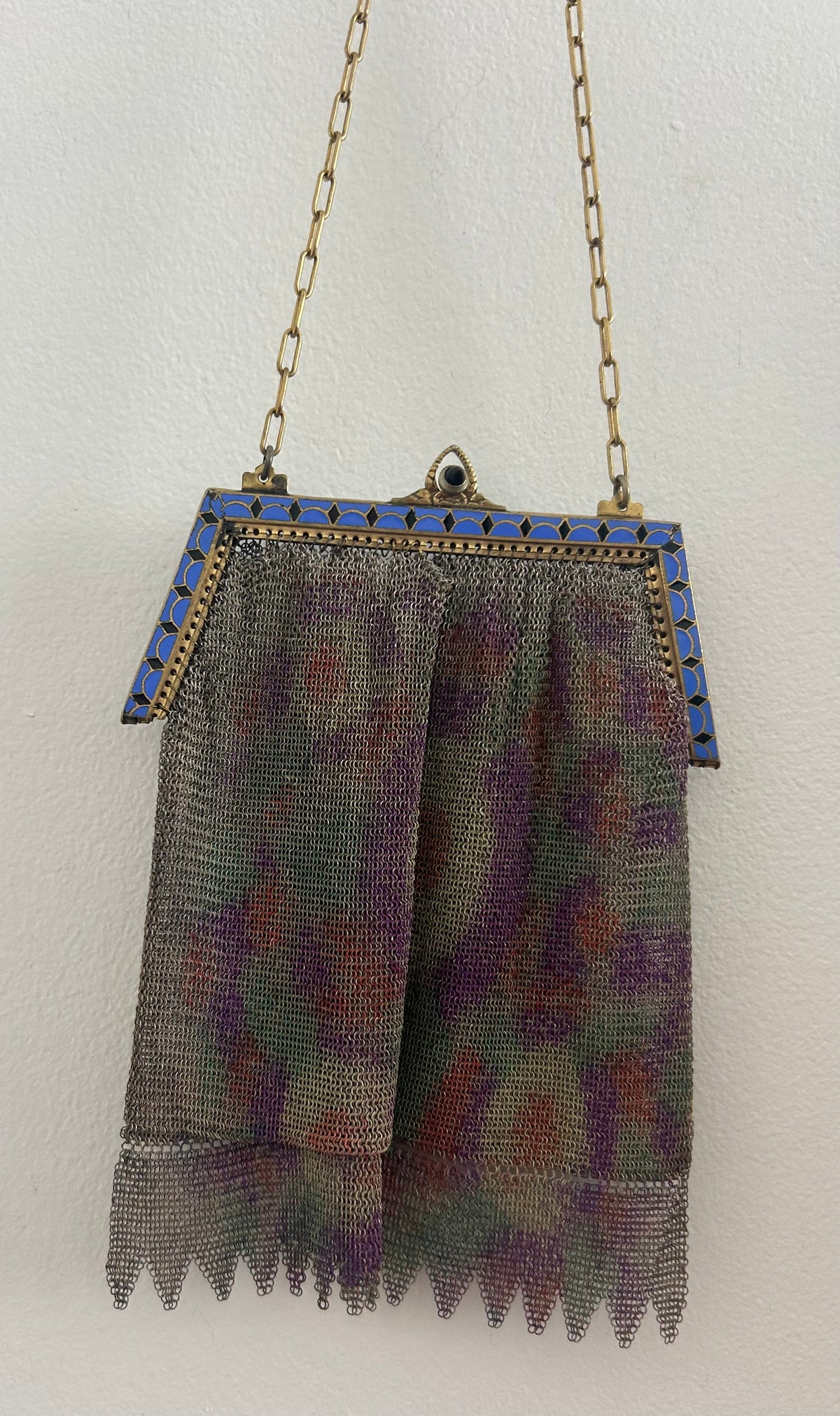 Vintage Antique 1920s Art Deco Small Fine Mesh Enamel Frame Handbag/Purse