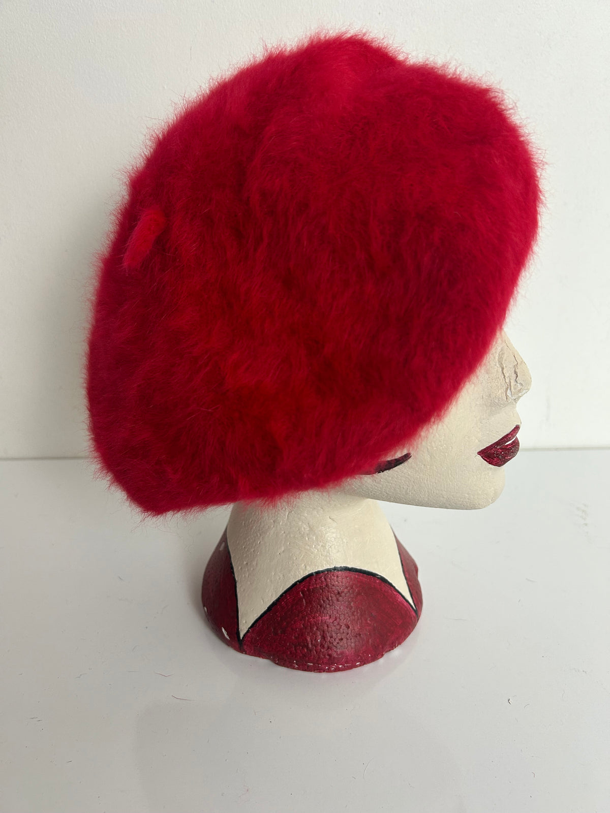 Vintage 1970s KANGOL Red Angora & Wool Beret Hat