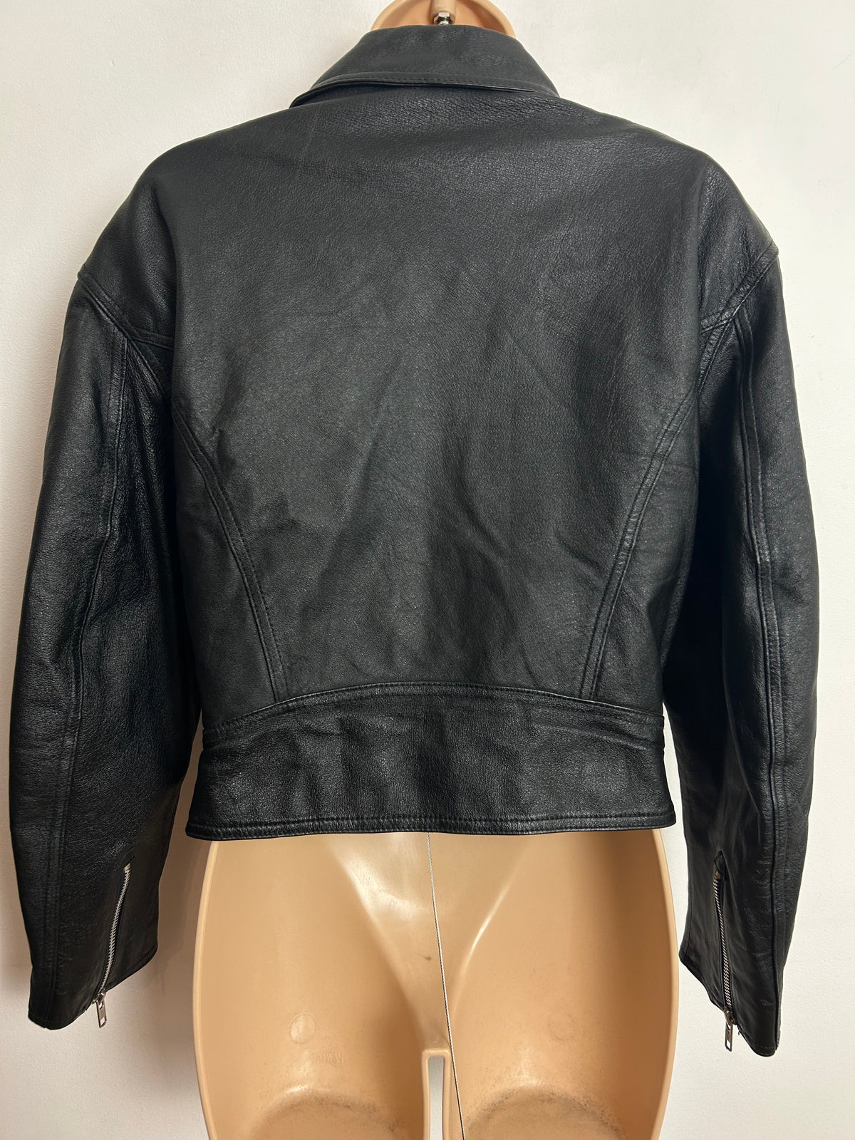 Vintage 1980s ECHTES LEDER UK Size 12-14 Black Leather Classic Biker Jacket