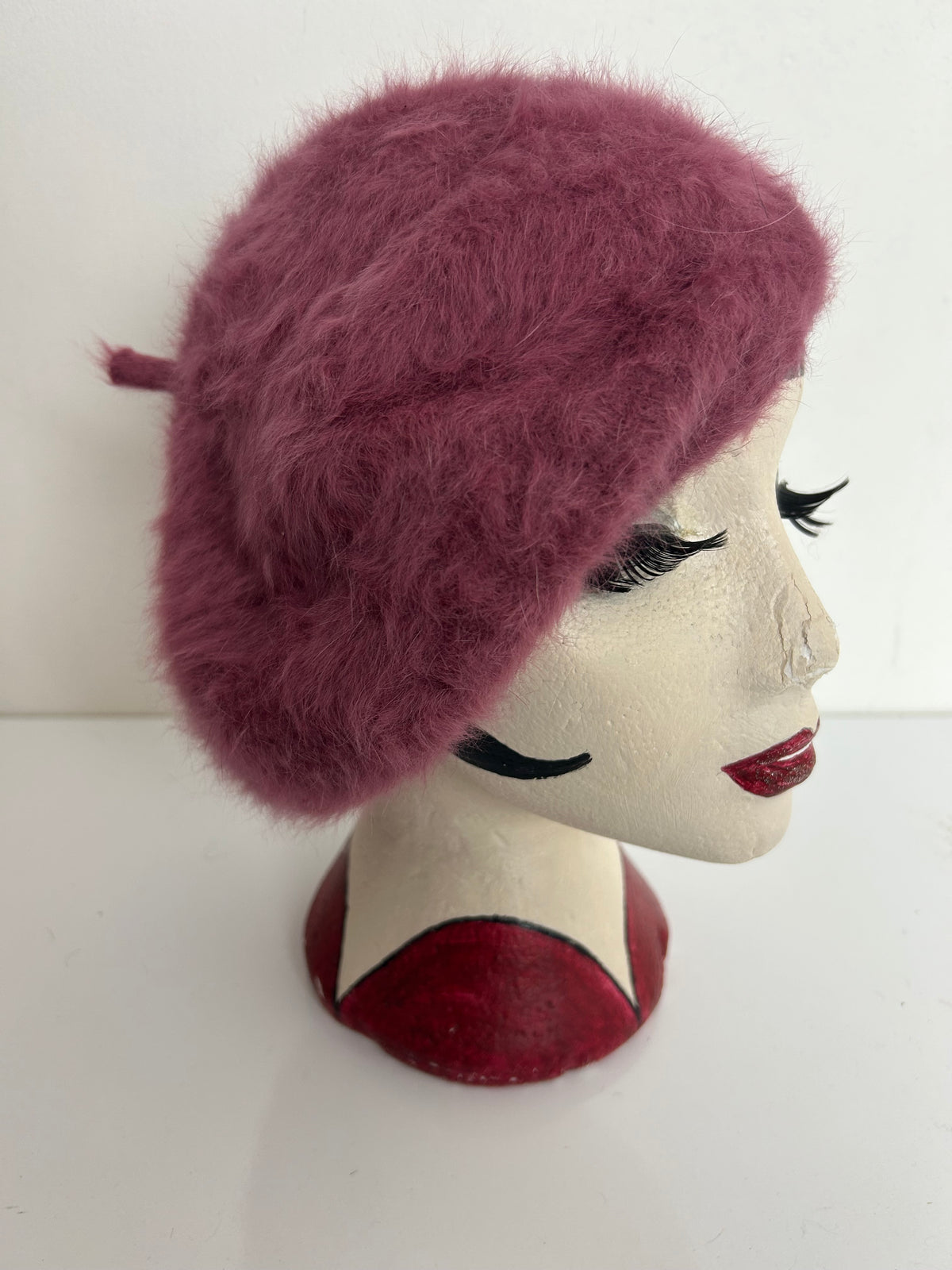 Vintage Mauve Super Soft Angora Mix Beret