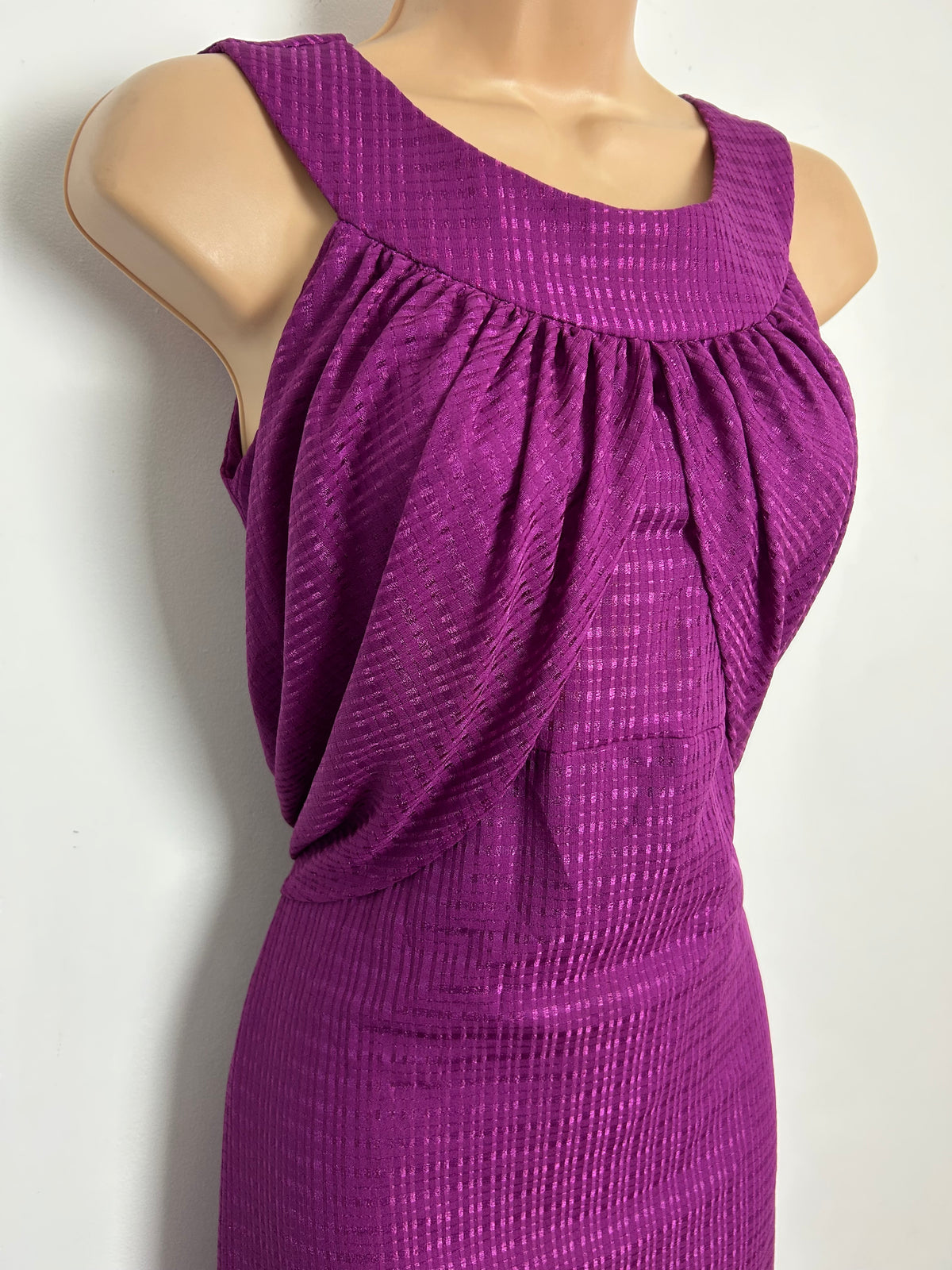 Vintage Late 1970s Size 12 Magenta Two Piece Maxi Dress With Matching Cover Up