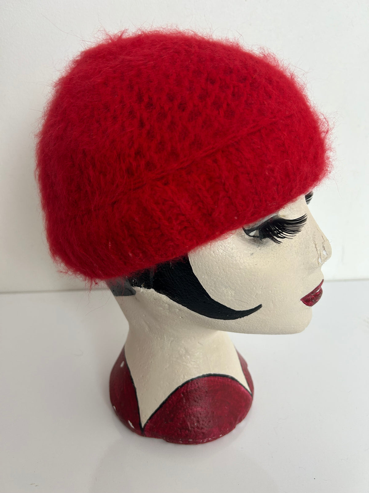 Vintage Red Super Soft Angora Mix Beanie Style Winter Hat