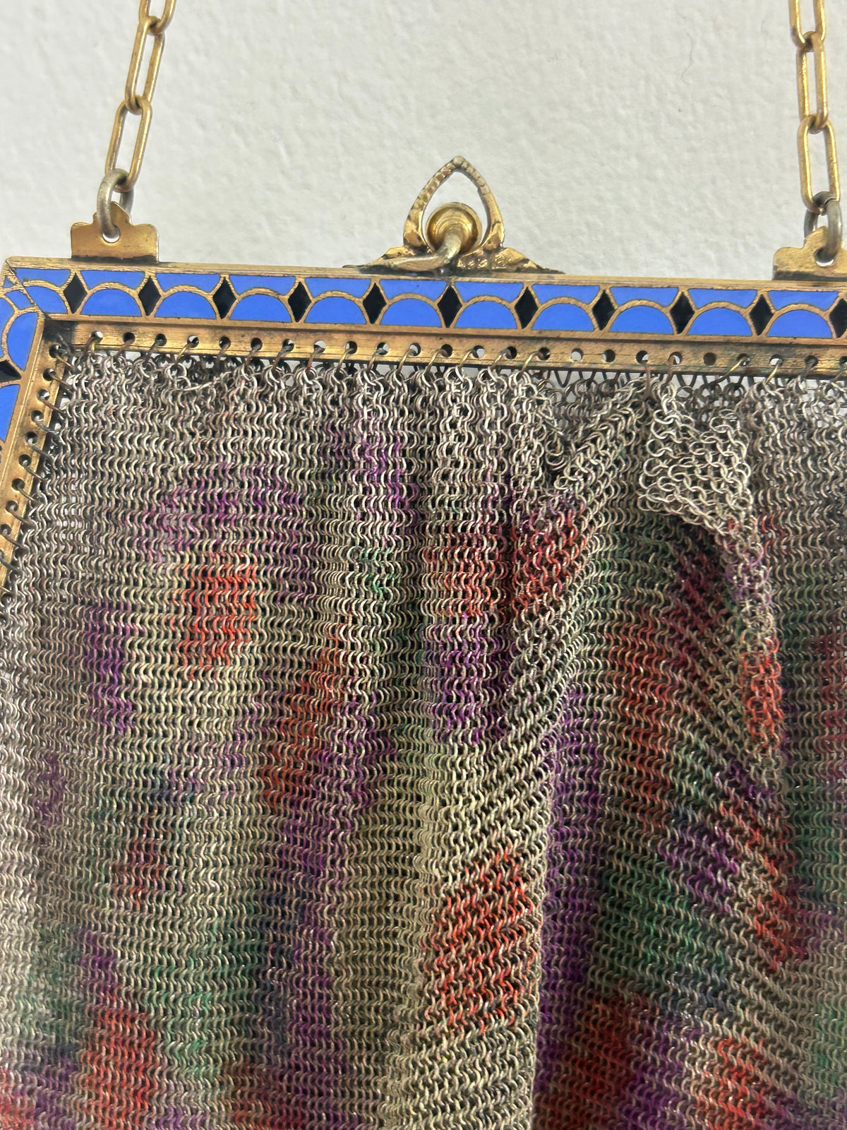 Vintage Antique 1920s Art Deco Small Fine Mesh Enamel Frame Handbag/Purse