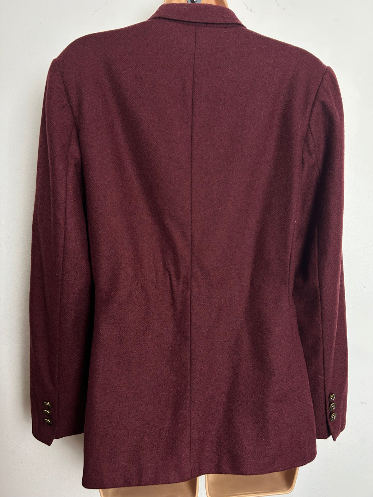 Vintage 1980s HARRINGTON SQUARE Size 12 Wine Red 65% Pure New Wool Blazer