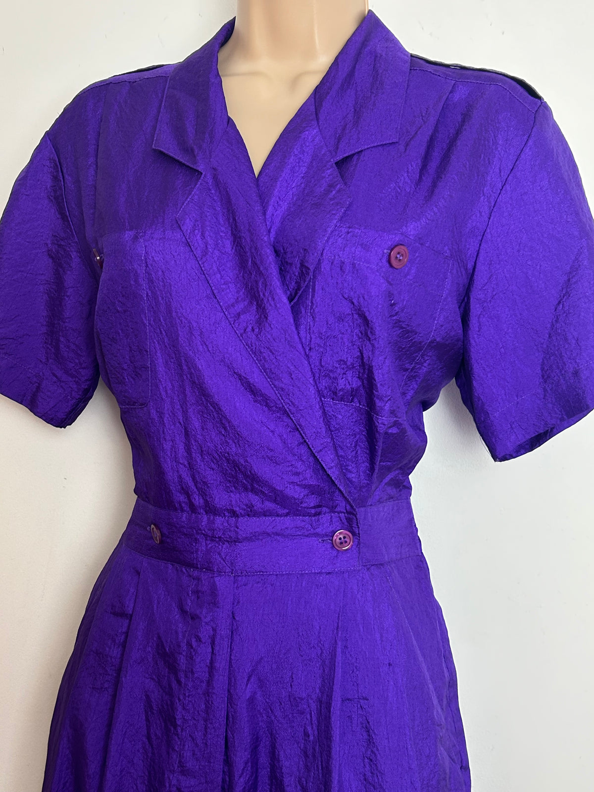 Vintage 1980s LAURA & JAYNE COLLECTION Size 10 Purple Short Sleeve Jumpsuit