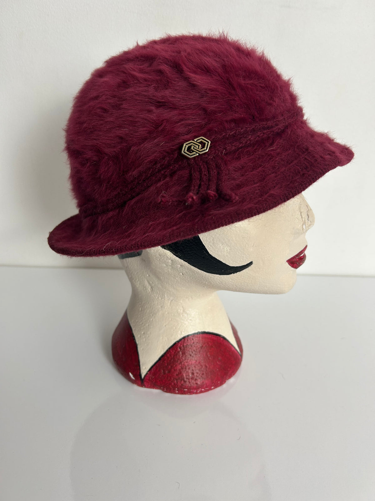 Vintage 1970s Raspberry Angora Mix Soft Touch Cloche Style Hat