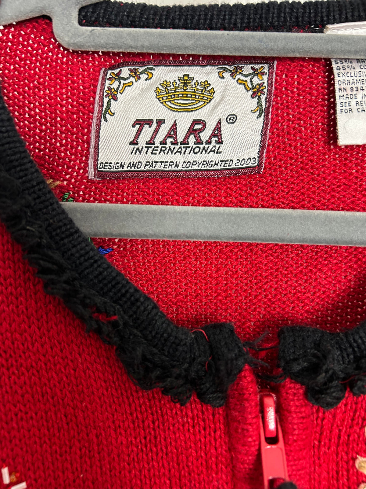Vintage Y2K TIARA INTERNATIONAL Size XL Up to Size 16 Red Embellished Christmas Reindeer Cardigan