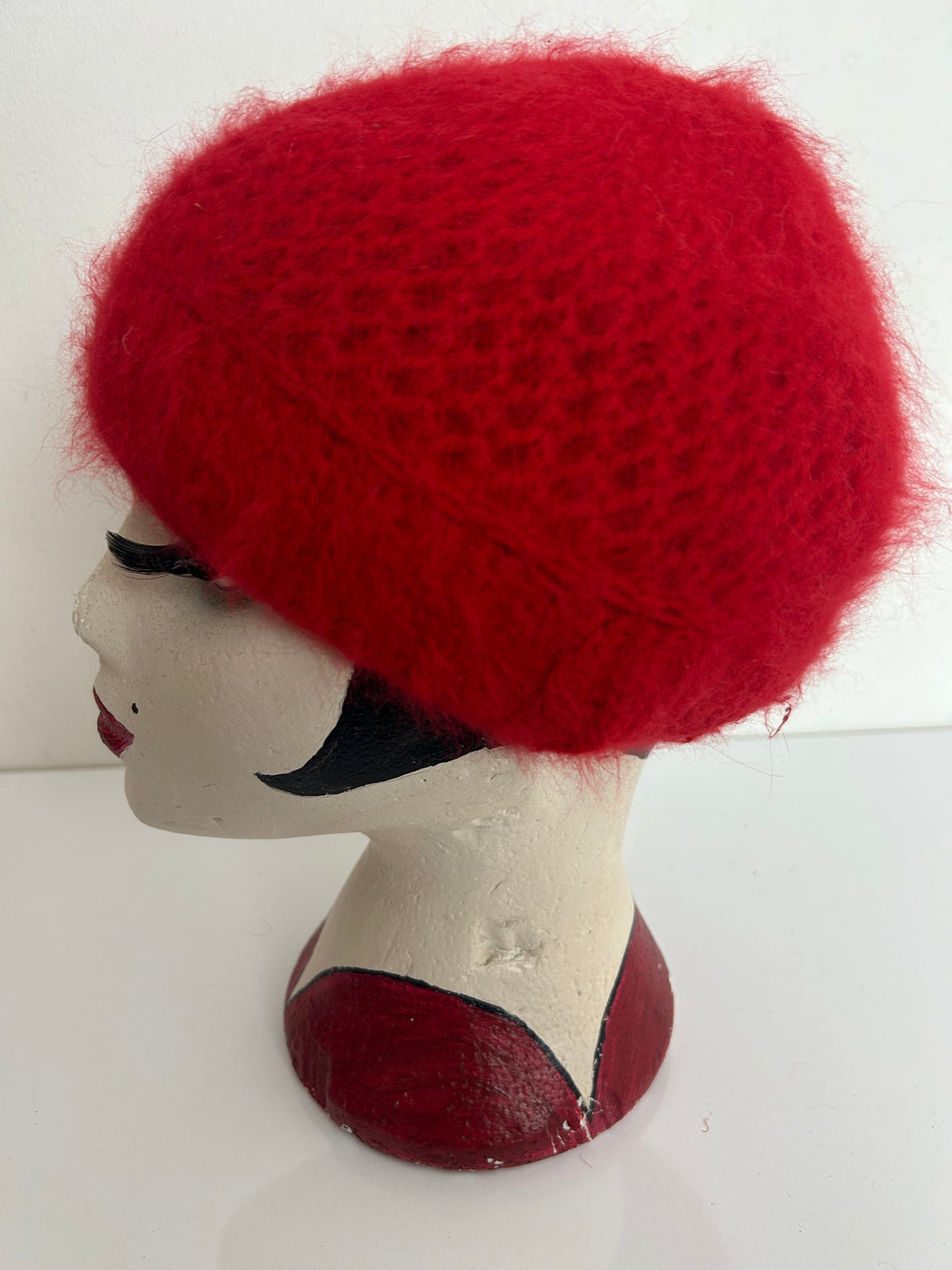Vintage Red Super Soft Angora Mix Beanie Style Winter Hat