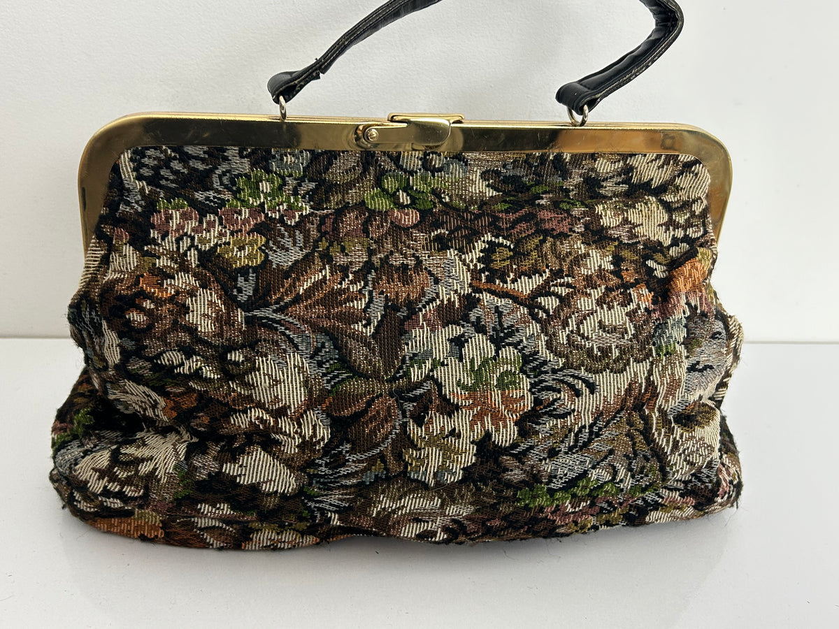Vintage 1970s Gorgeous Large Tapestry Carpet Style Handbag