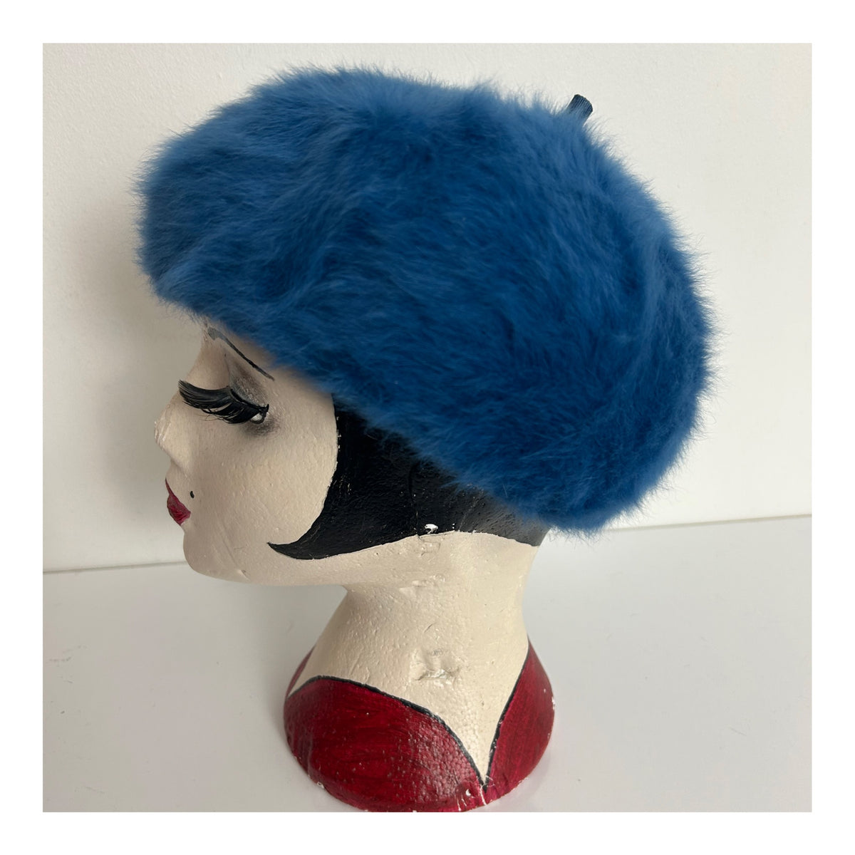 Vintage 1970s KANGOL Dark Dusky Blue Angora Mix Beret