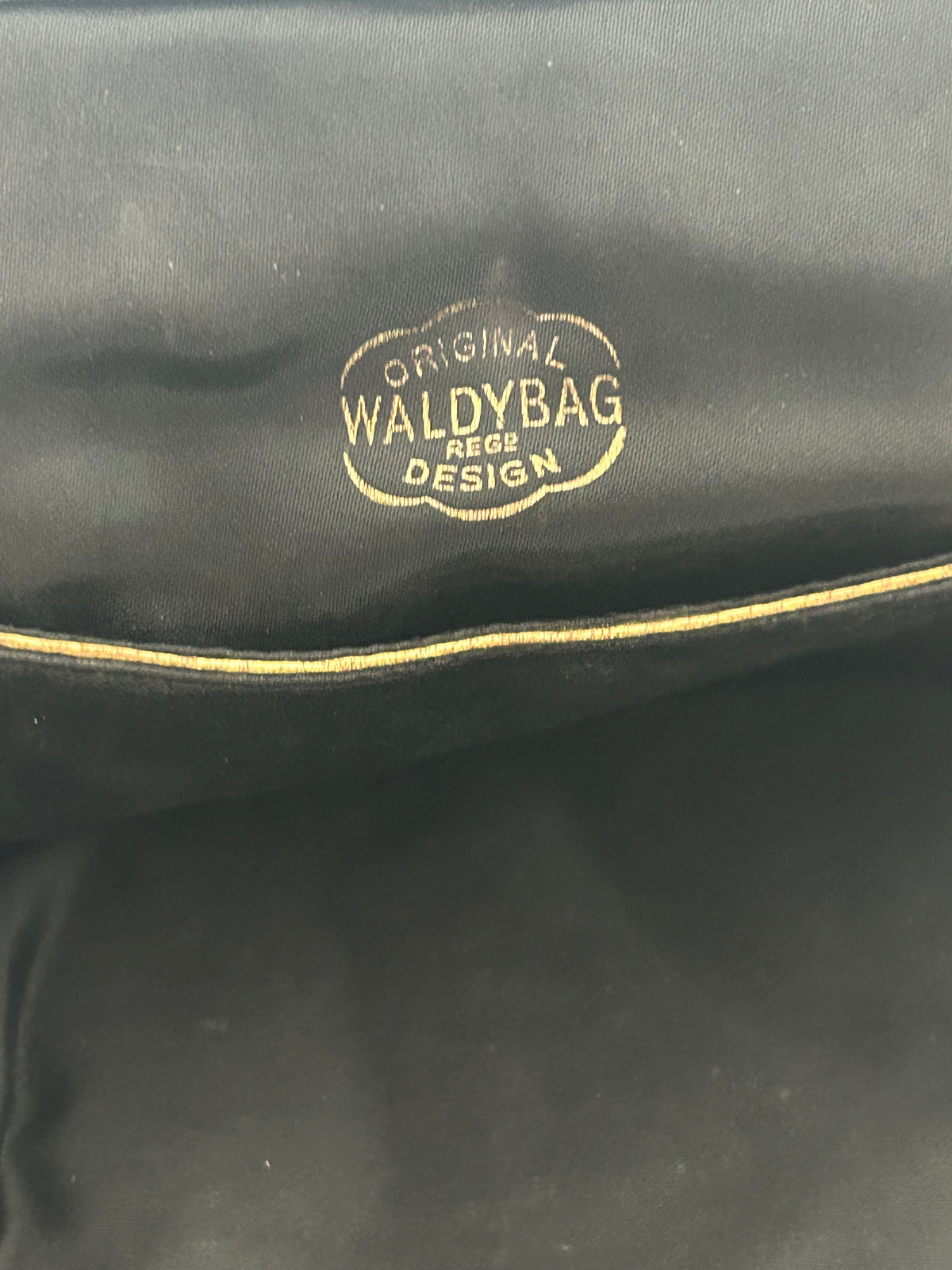 Vintage Early 1950s WALDYBAG Black Velvet Hand Painted Silver & Gold Floral Pattern Cocktail Handbag