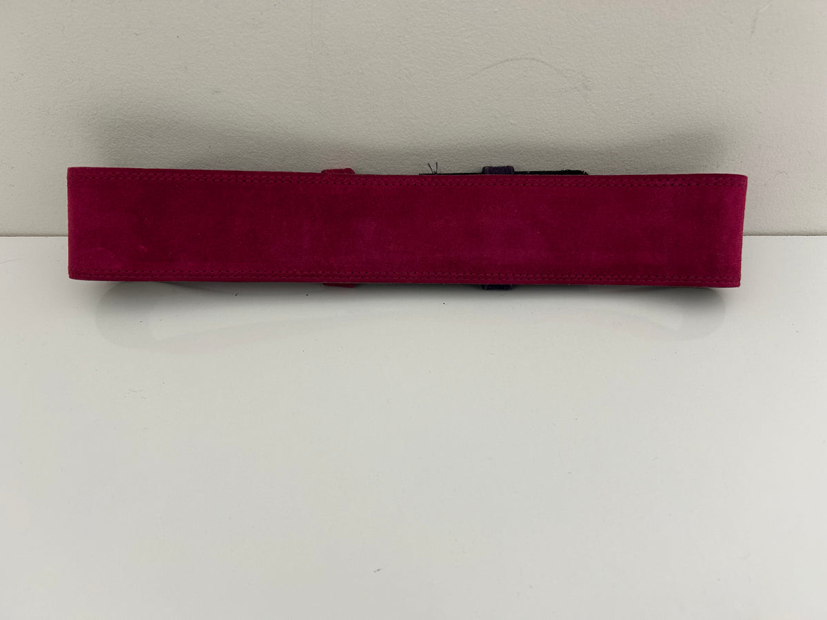 Vintage 1980s BIJOU BRIGITTE Fuchsia Pink Real Suede Wide Belt Up To 30"