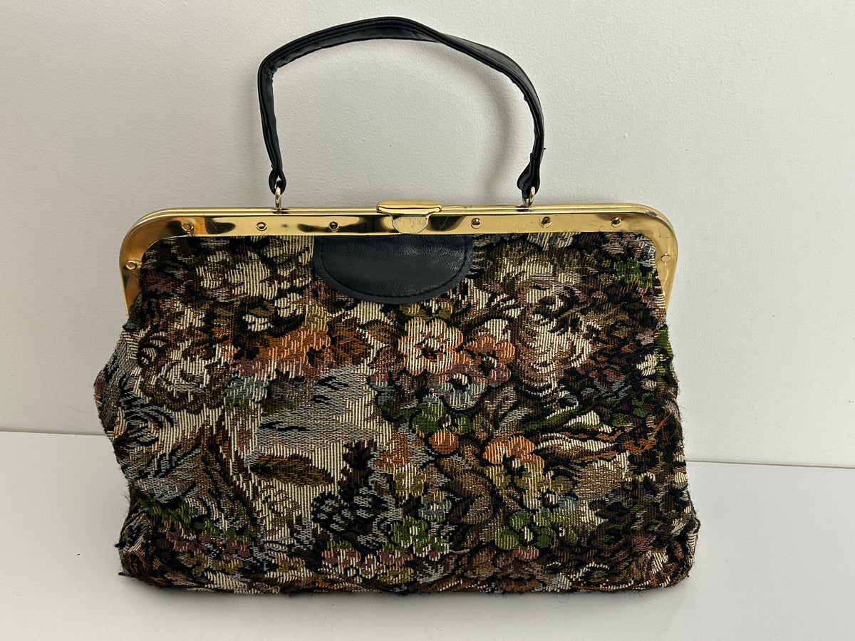 Vintage 1970s Gorgeous Large Tapestry Carpet Style Handbag