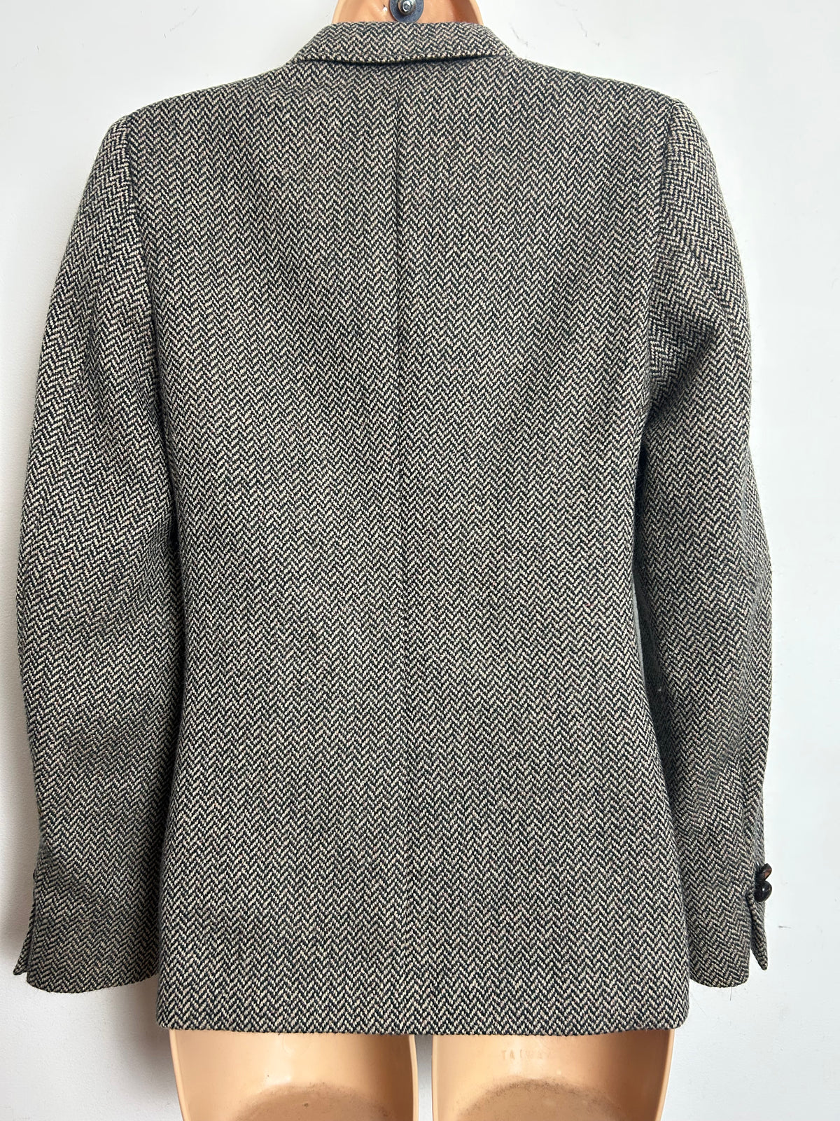 Vintage 1980s HASPEL Size 8 Traditional Wool Teed Herringbone Fully Lined Blazer