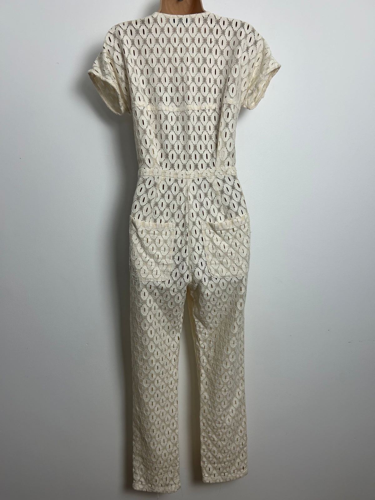 Designer RACHEL COMEY Size 2 (UK Size 10) Cream Cotton Mix Lace "Glinda" Jumpsuit RRP £664 £